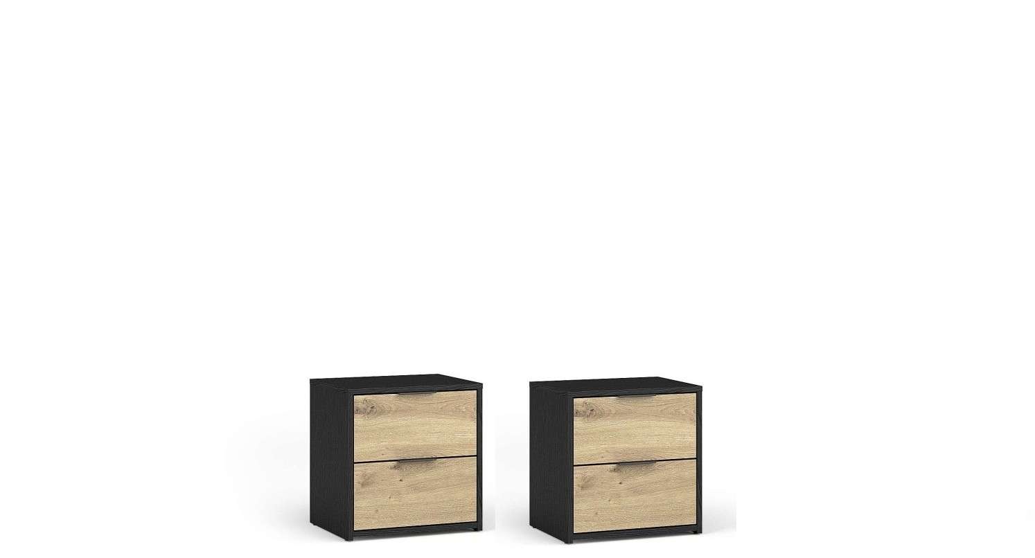 Home affaire Nachttisch »PERY Nachtkommode mit 2 Schubladen, Set 2 Stücke« Set,  Set, 2 St., zwei Stücke, Nachtschränke, Maße B/T/H: 44,2/35/45,9 cm