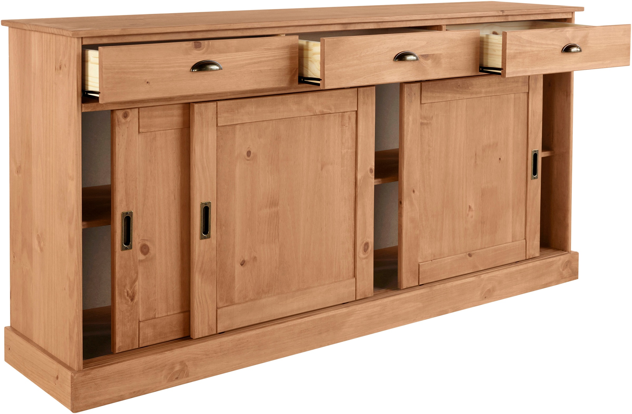 Home affaire Sideboard »Schröder«, Kommode, 3 Schiebetüren, 3 Schubkasten, aus massivem Kiefernholz