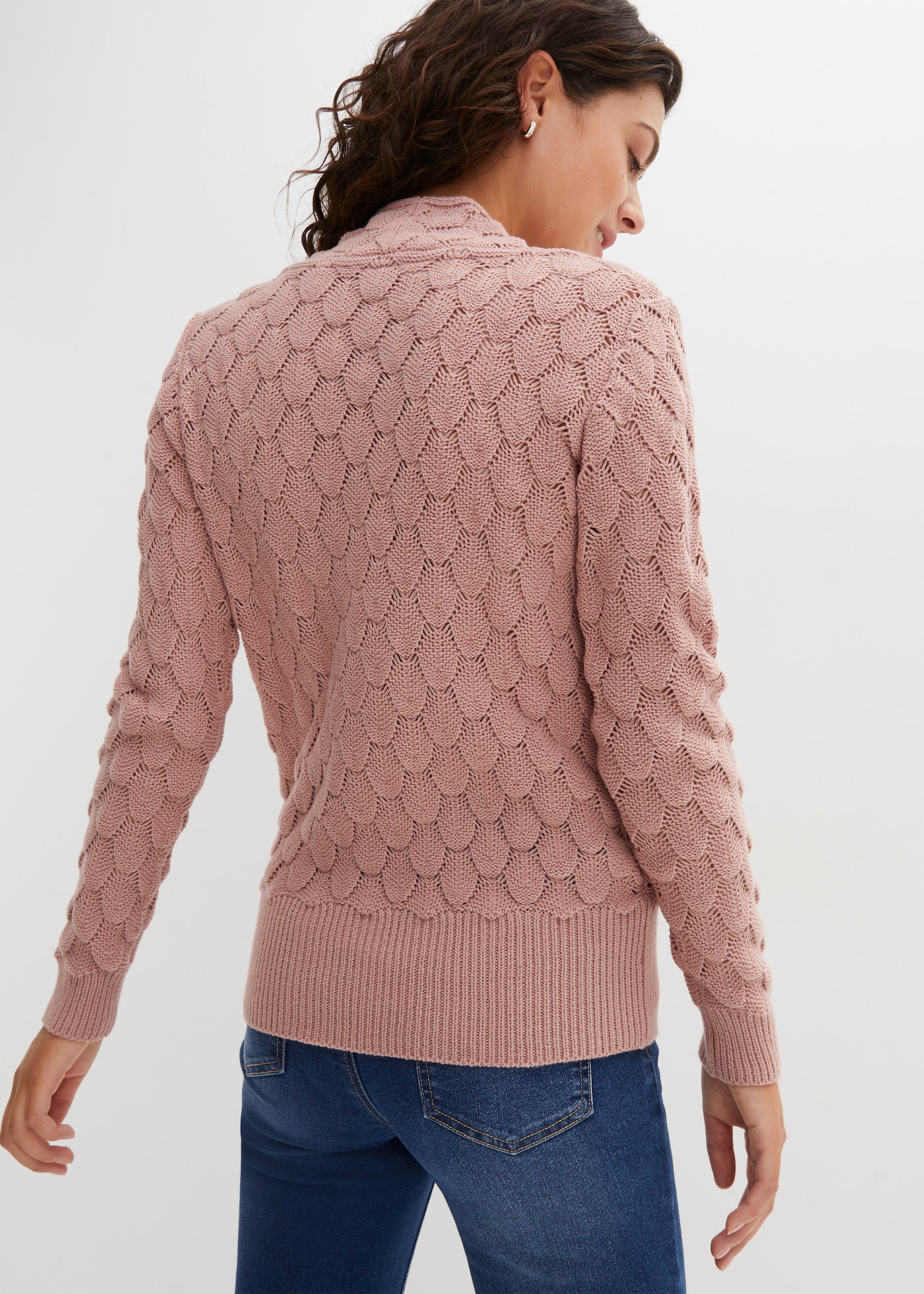 bonprix Strickpullover im tollen Ajour-Strick, Wickeloptik, bequeme Passform
