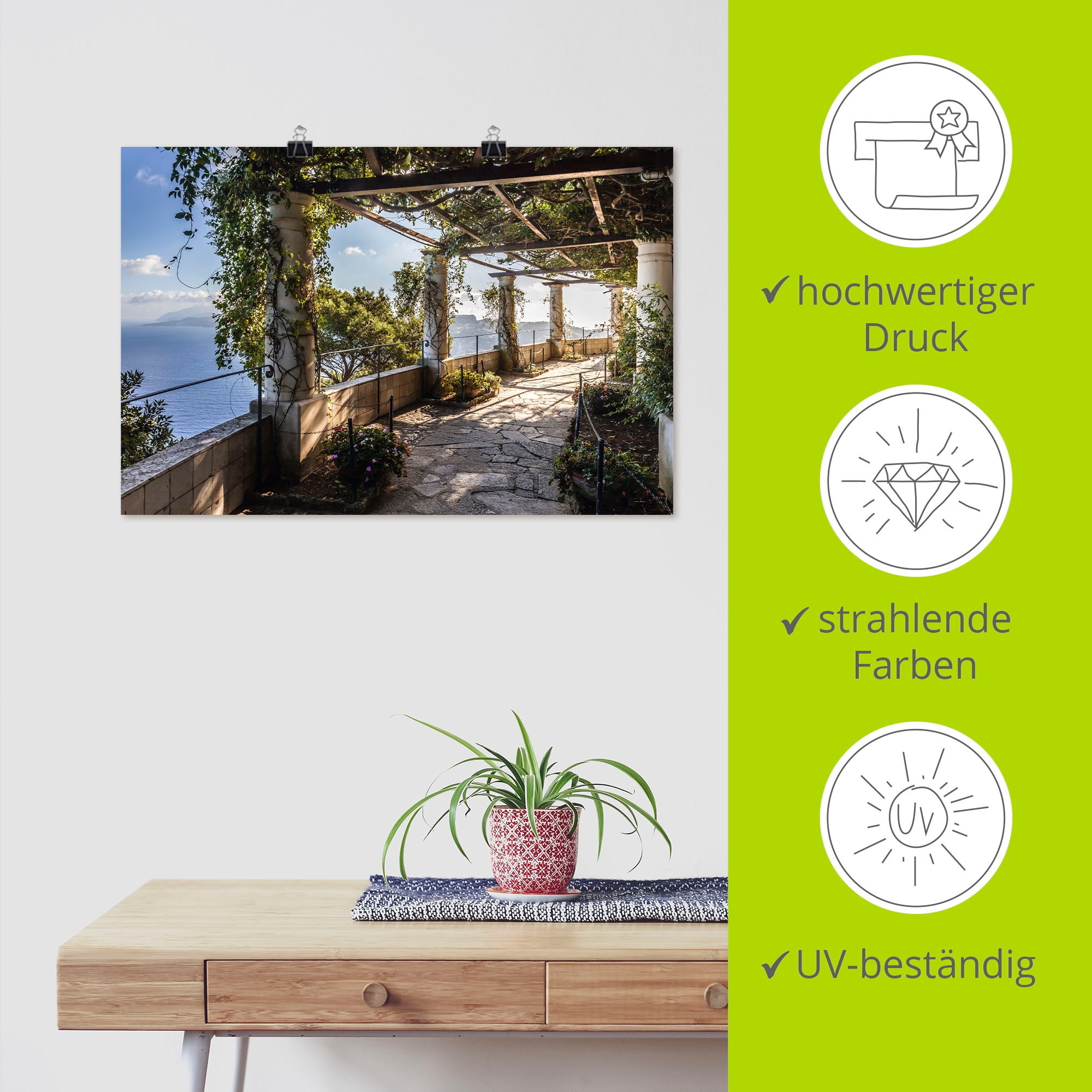 Artland Wandbild »Garten der Villa San Michele auf Capri« Gebäude 1 Stk. tlg. als Alubild, Leinwandbild, Poster in verschied. Größen