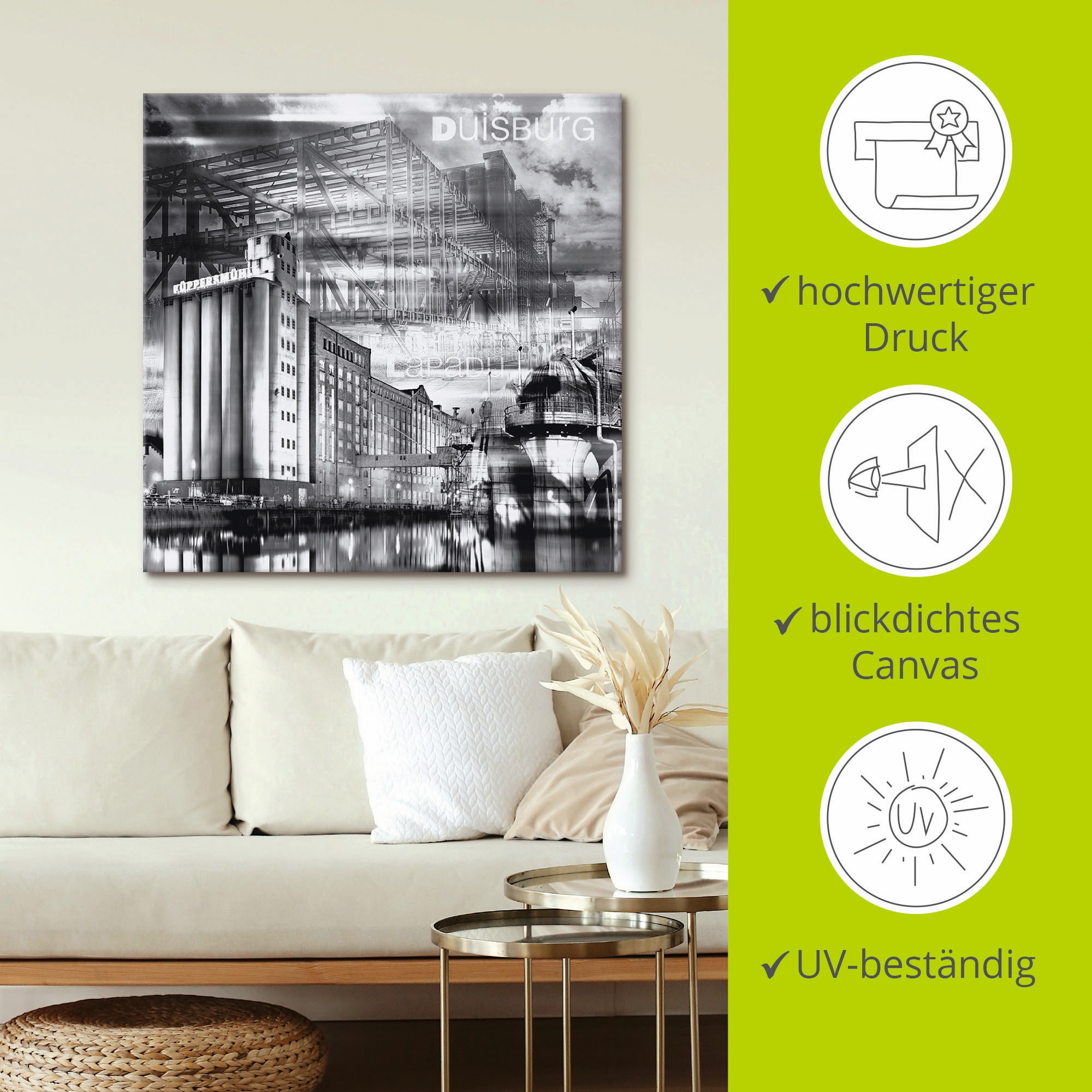 Artland Wandbild »Duisburg Skyline Collage III«, Deutschland, (1 St.), als Leinwandbild, Poster in verschied. Größen
