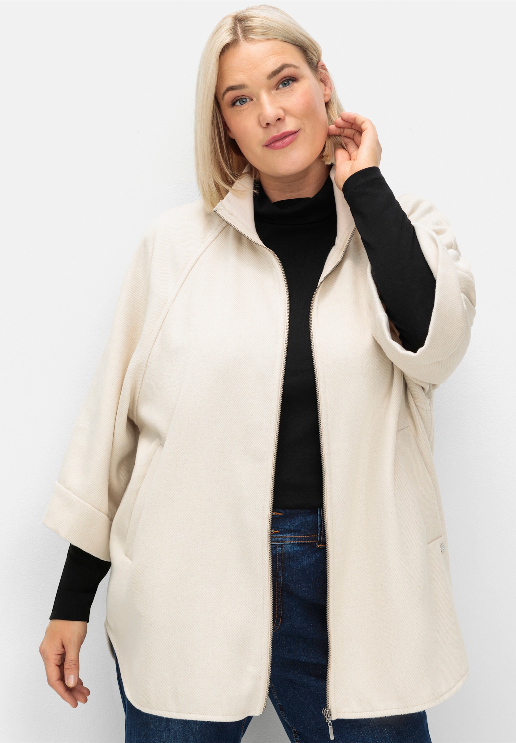 Sheego Cape »Jacke Jacke in Cape-Form, mit 3/4-Arm« ohne Kapuze