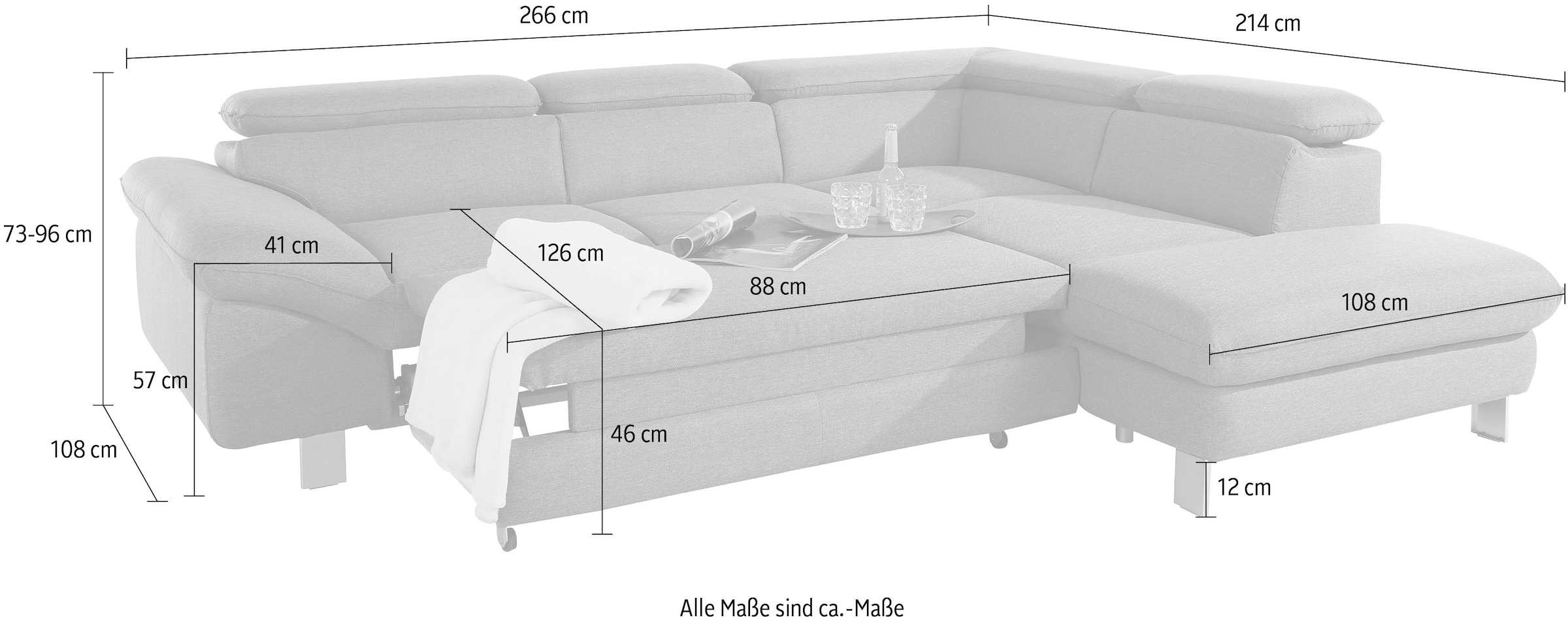 COTTA Polstergarnitur »Driver L-Form«, (Set, 2 tlg.), Set bestehend aus: Ecksofa mit Kopfteilverstellung & Hocker