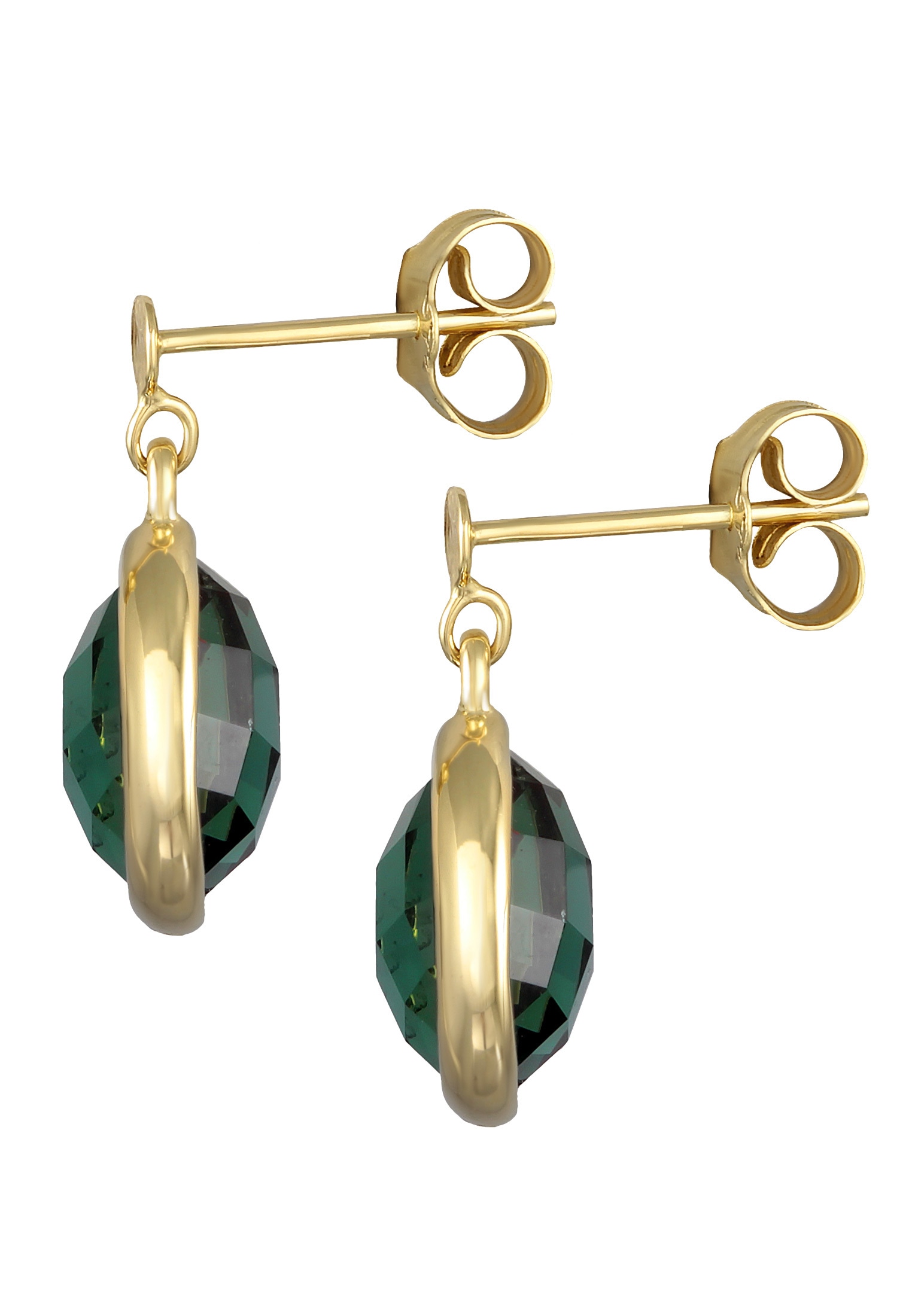Elli Premium Paar Ohrstecker »Ohrringe Quarz Green Edelstein Ohrstecker 375 Gelbgold«