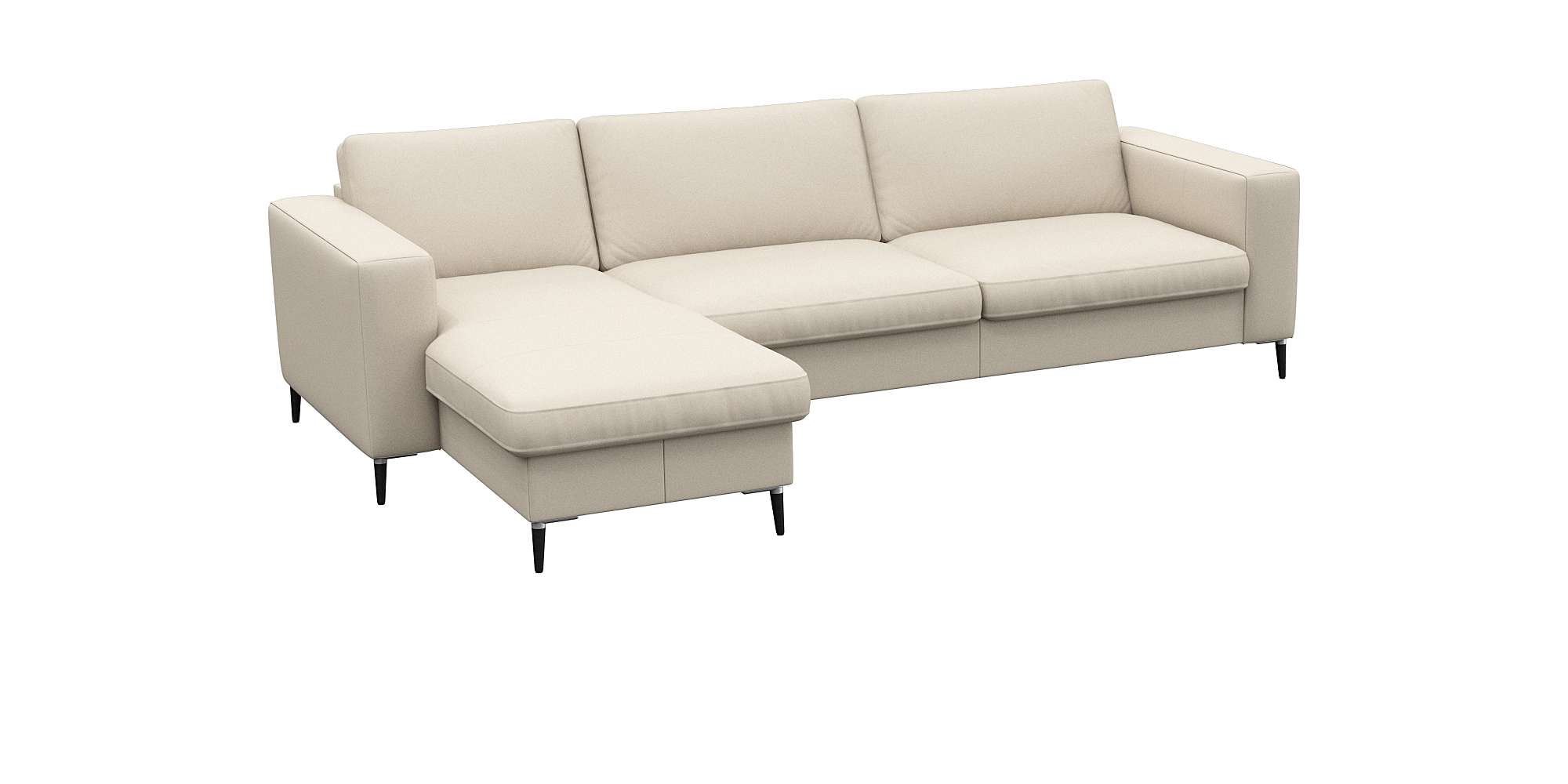 FLEXLUX Ecksofa »Fiore, super Sitzkomfort durch Kaltschaum im Sitz, L-Form«, breite Armlehnen, Kaltschaum, Füße Alu+schwarz