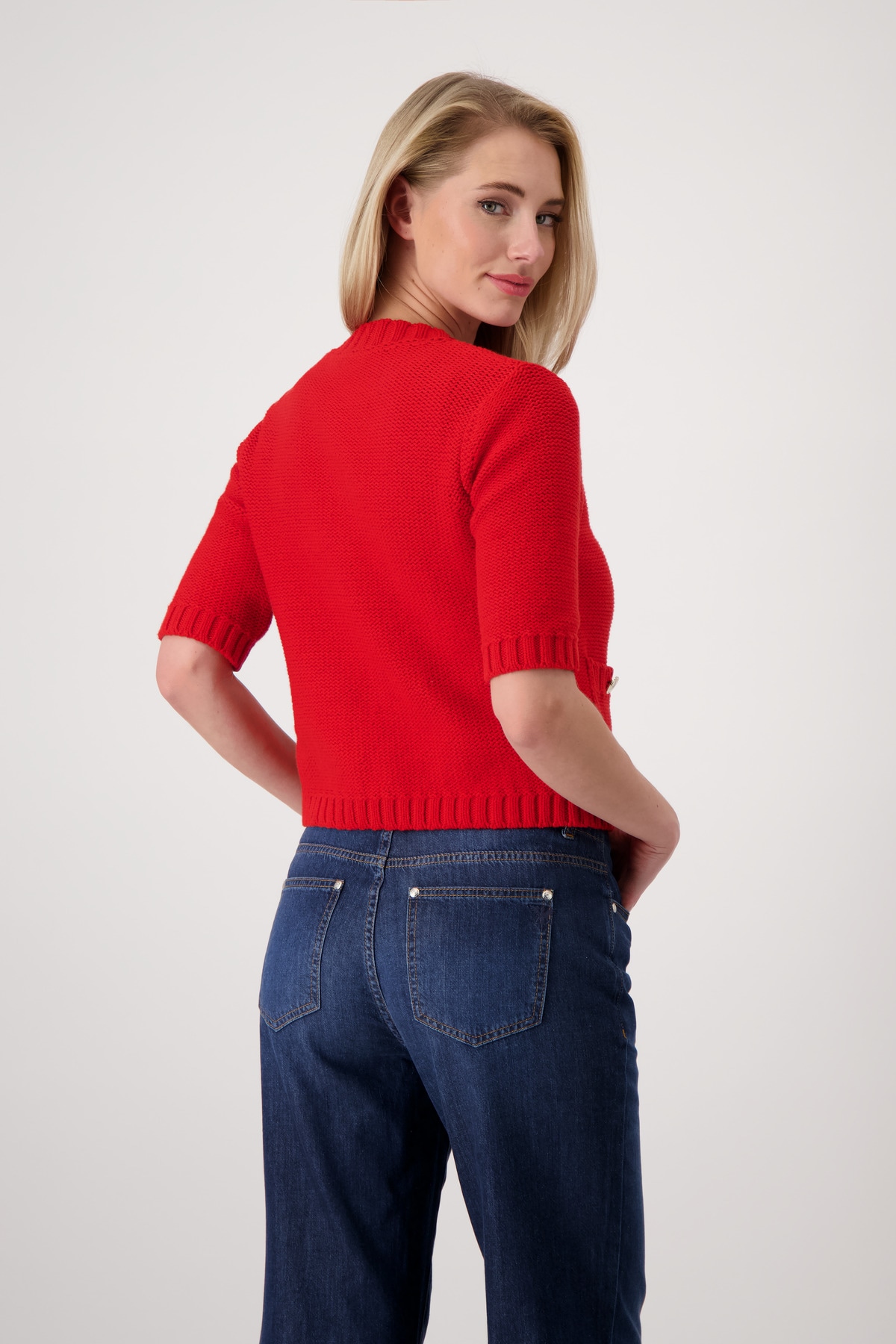 Monari Strickjacke, mit kurzen Ärmeln