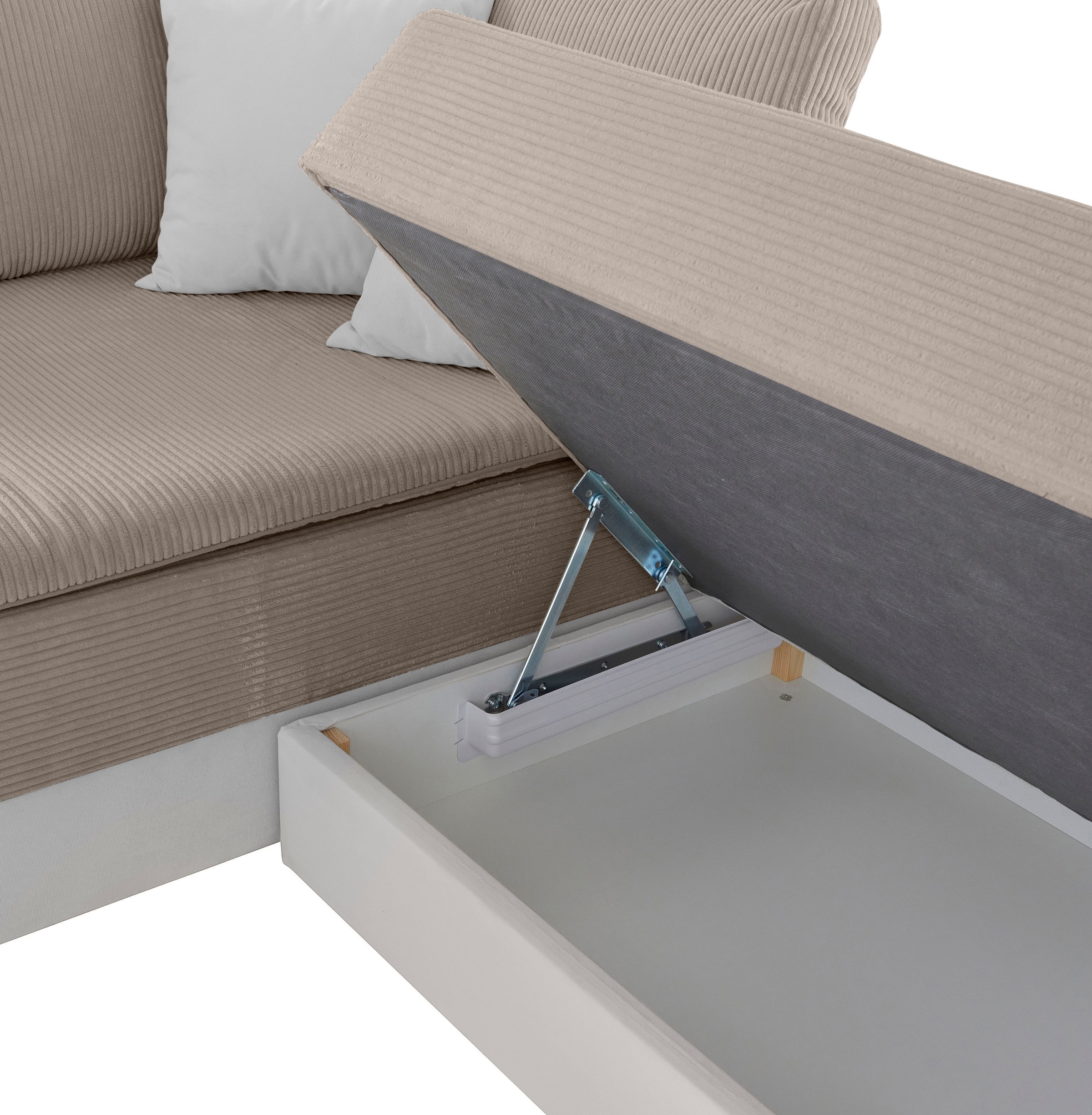 INOSIGN Ecksofa »Boxspringbett Night & Day L-Form mit Dauer-Schlaffunktion mit Armlehne«, mit Boxspring-Bettfunktion 180x200 cm und Bettkasten, Dauerschläfer!