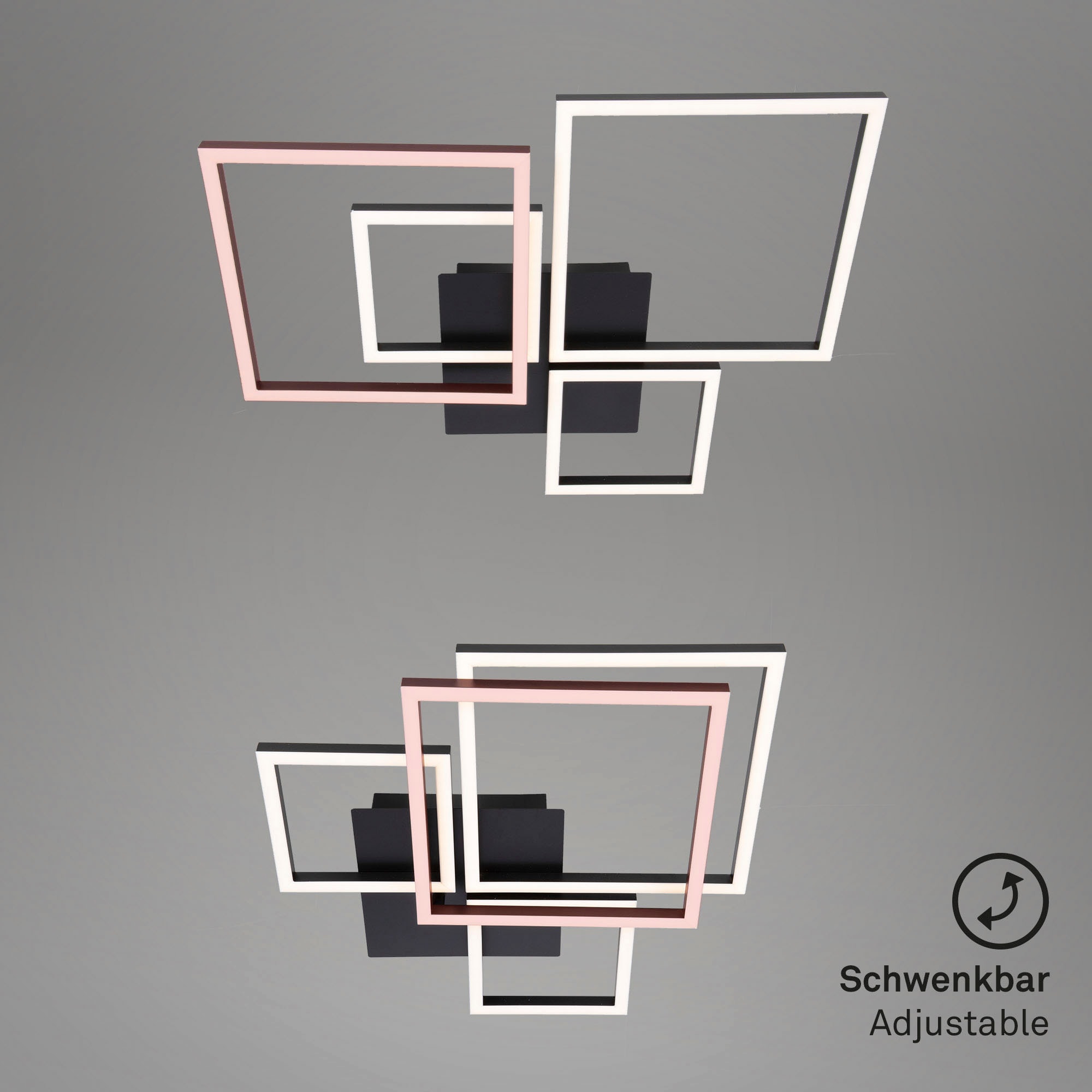 Briloner Leuchten LED Deckenleuchte »3128015 FRAME« LED-Board Warmweiß Deckenlampe, 75x47x7,3cm, Schwarz, 48W, Wohnzimmer, Schlafzimmer
