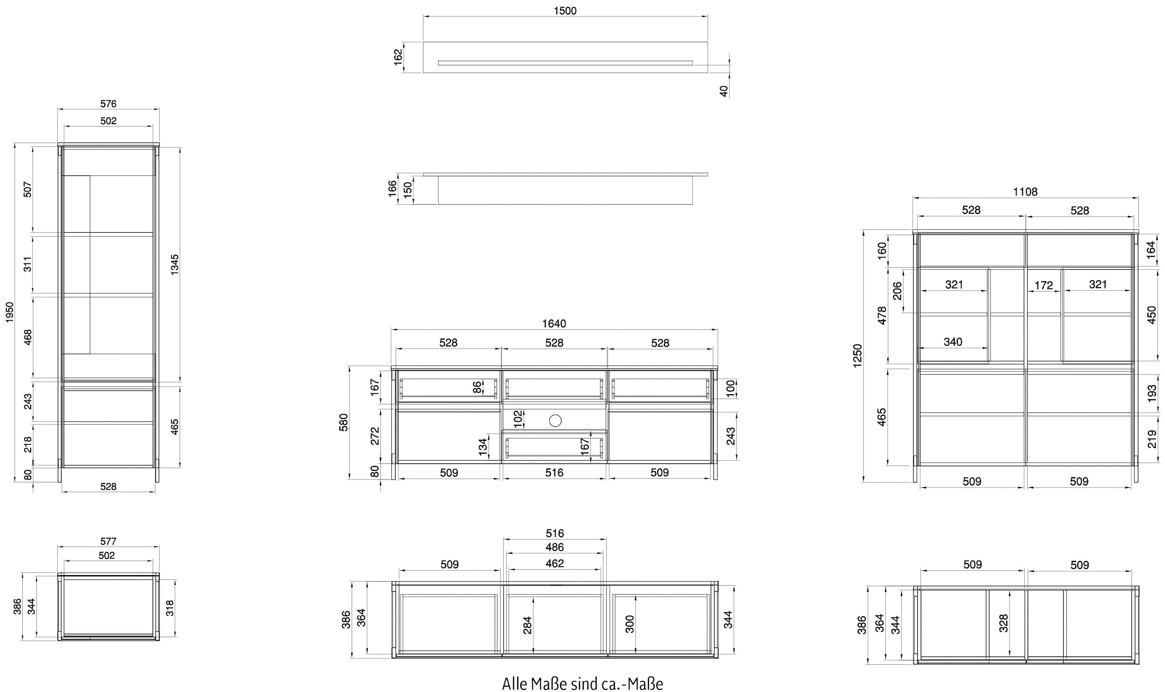 Home affaire Wohnwand »Stranda, moderne Anbauwand, Komplettset im Scandi-Style« 4 Stk. tlg.
