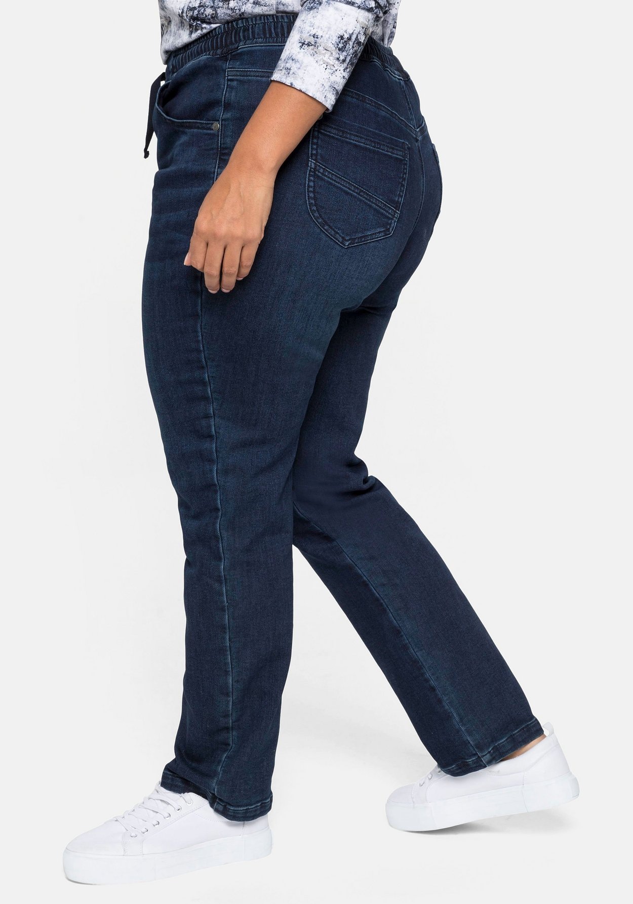 Sheego Schlupfjeans »Sweathose aus Sweatdenim mit Bindeband«
