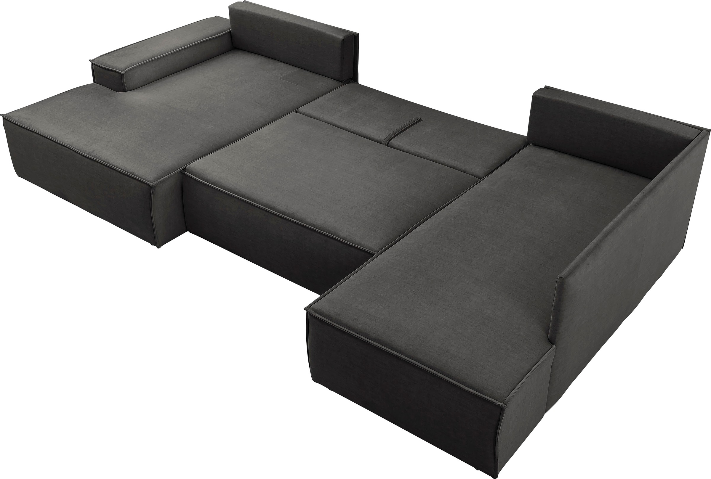 Home affaire Wohnlandschaft »SHERWOOD 329 cm, U-Form, Schlafsofa,«, Schlaffunktion m. Bettkasten (194x139 cm), Cord, Vintage, Samtvelours