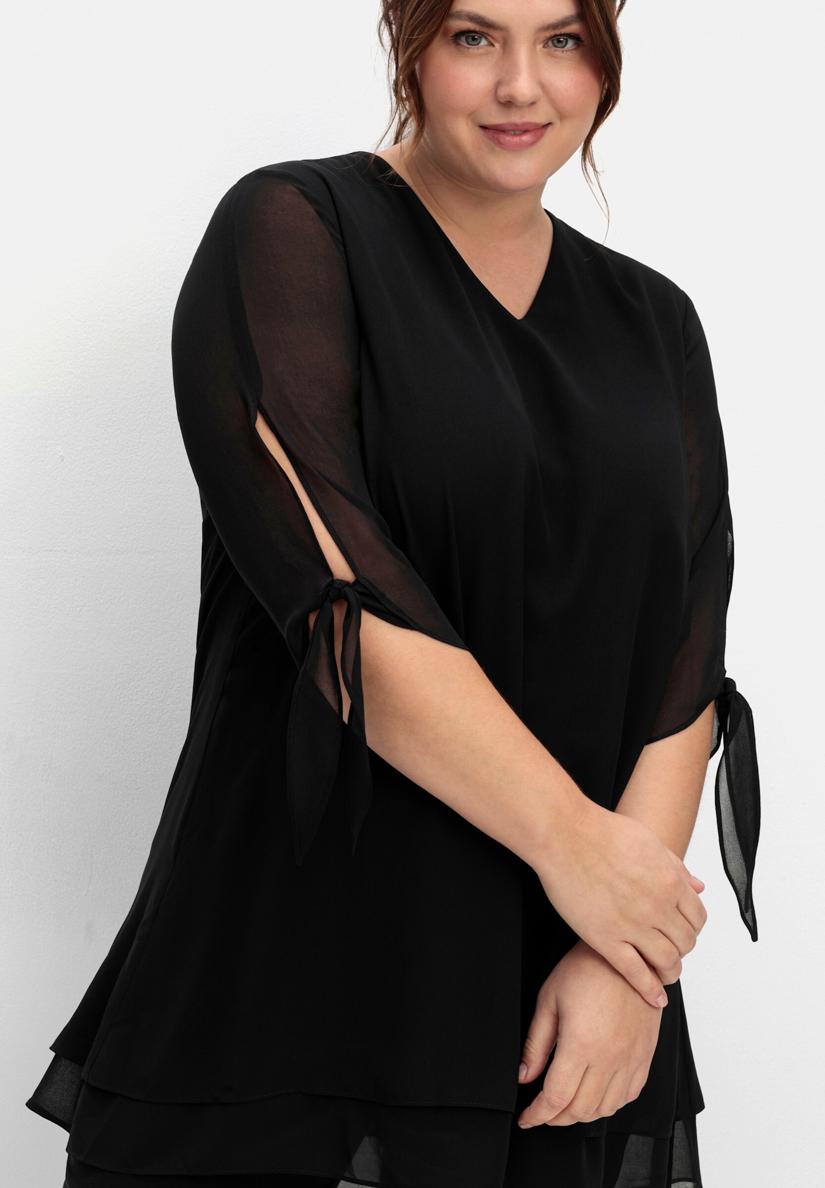 Sheego Longbluse »Tunika Chiffonbluse in Lagenoptik«