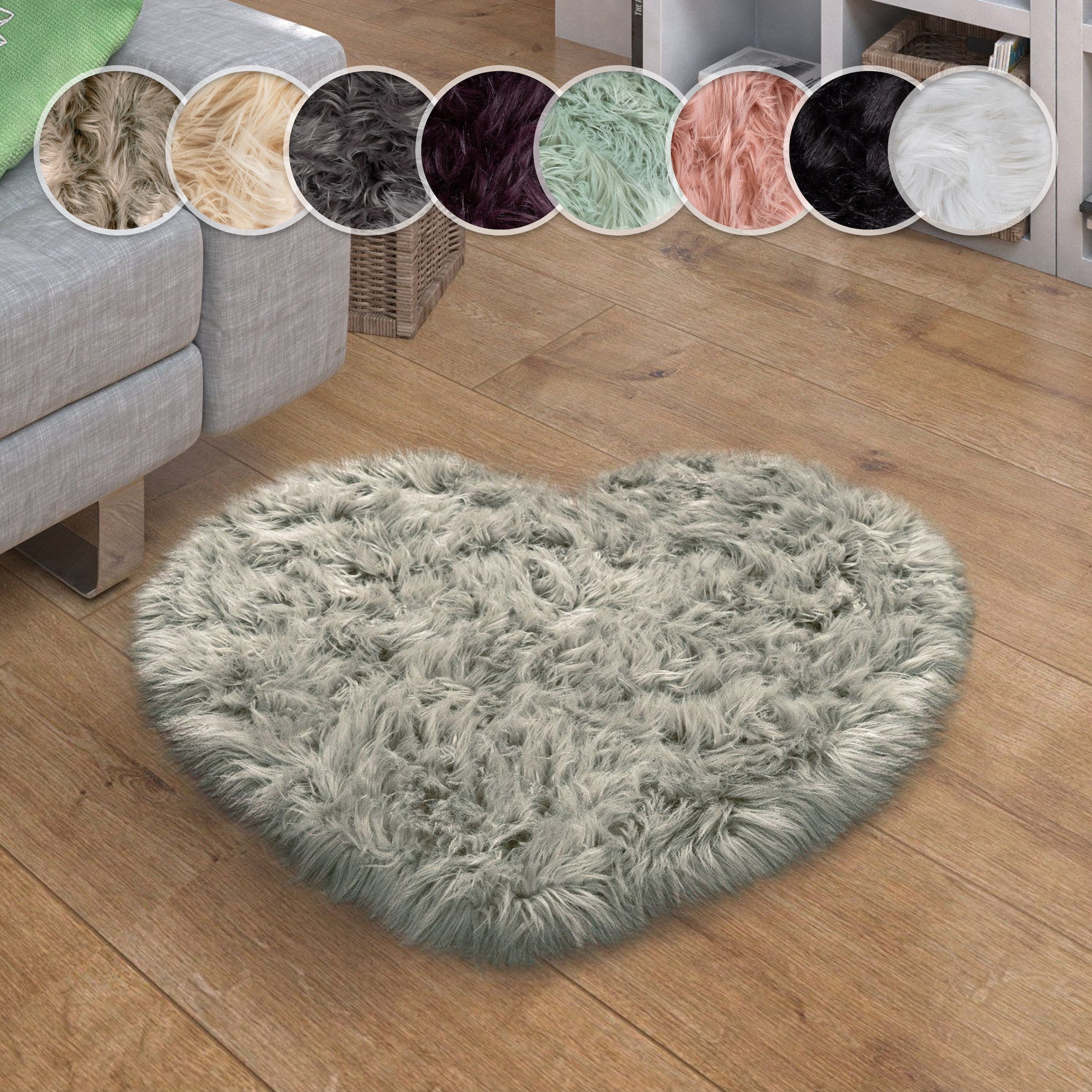 Paco Home Fellteppich »Playa 960« herzförmig 64 mm Höhe Kunstfell, Flokati-Optik, Hochflor, weich und flauschig, Uni-Farben