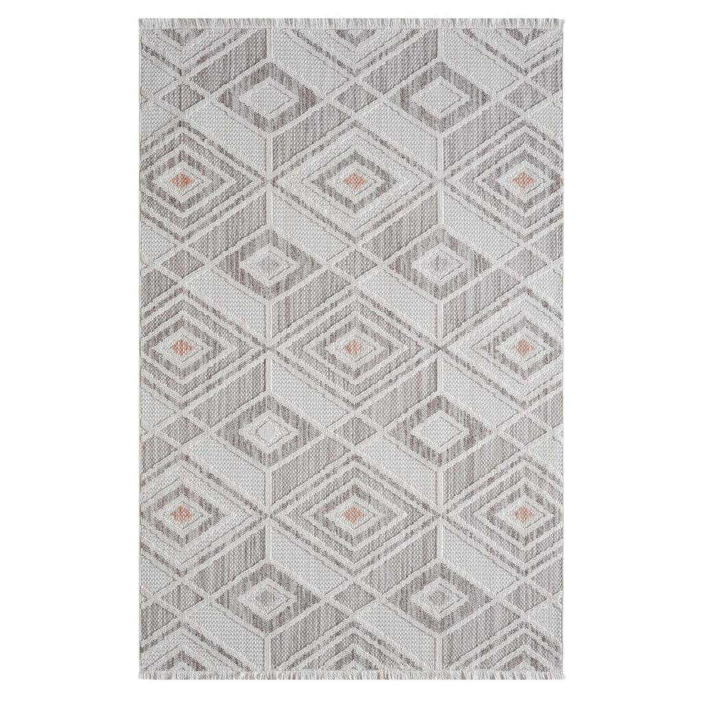 Carpet City Teppich »LINDO 8875«, rechteckig, 11 mm Höhe, Kurzflor, Hochtief-Muster/ 3D-Effekt, Fransen, Boho-Stil, Wohnzimmer