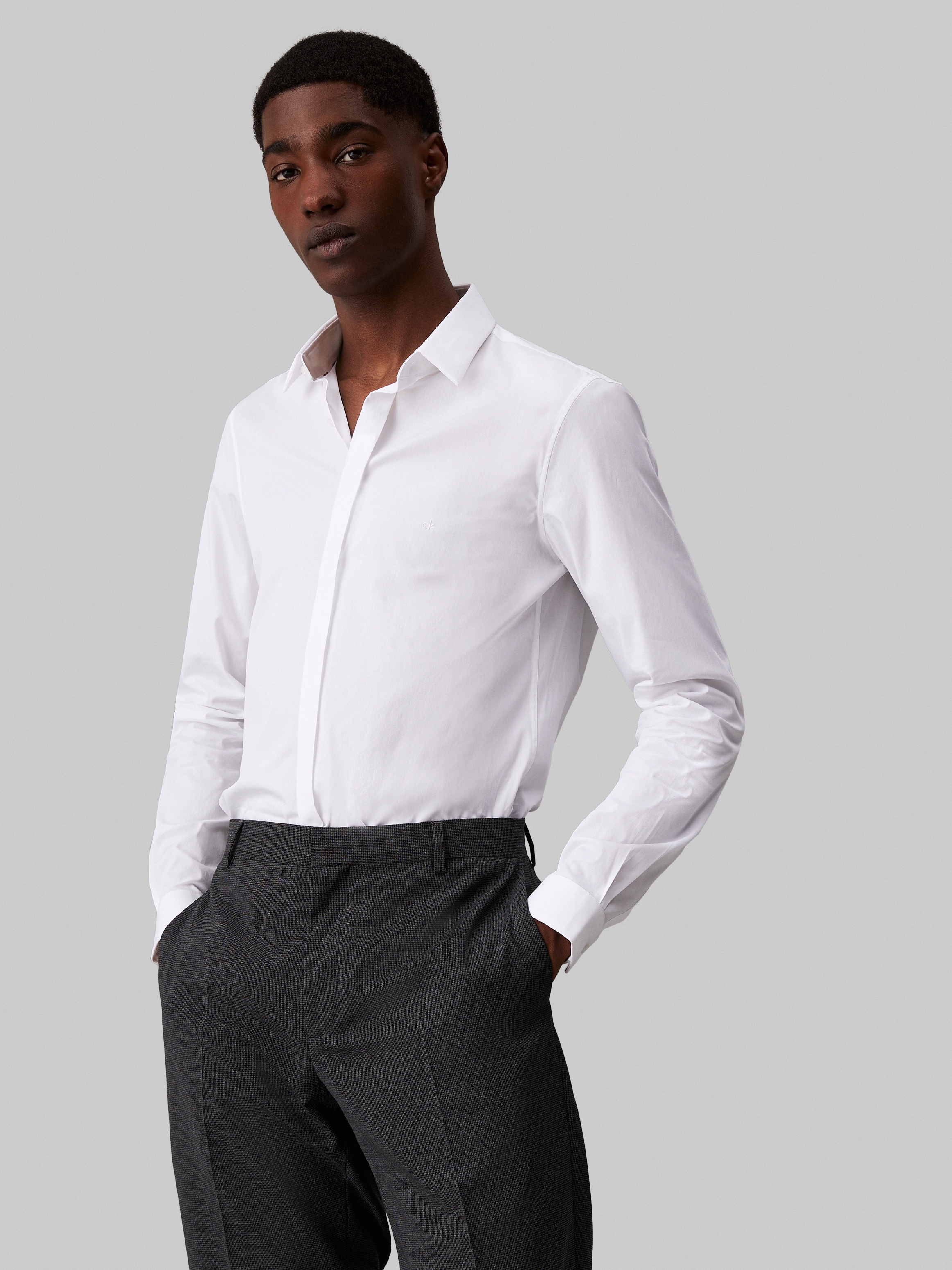 Calvin Klein Langarmhemd »POPLIN HP EXTRA SLIM SHIRT«, mit Logostickerei