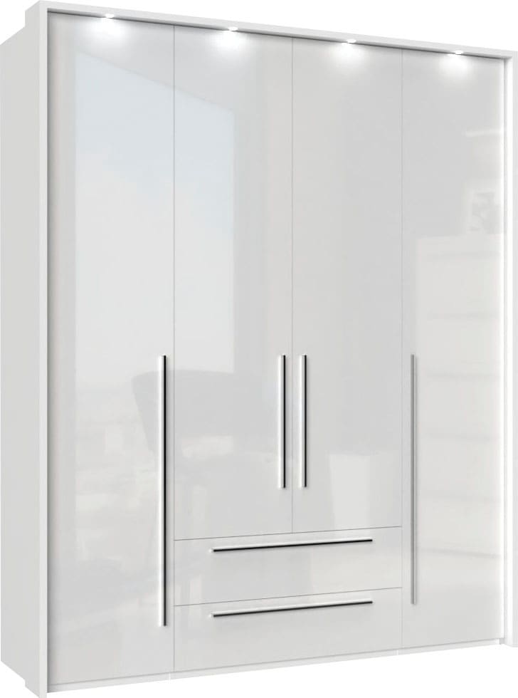 Places of Style Drehtürenschrank »Piano«, weiß, verschiedene Breiten mit 2 Schubladen, inklusive Beleuchtung