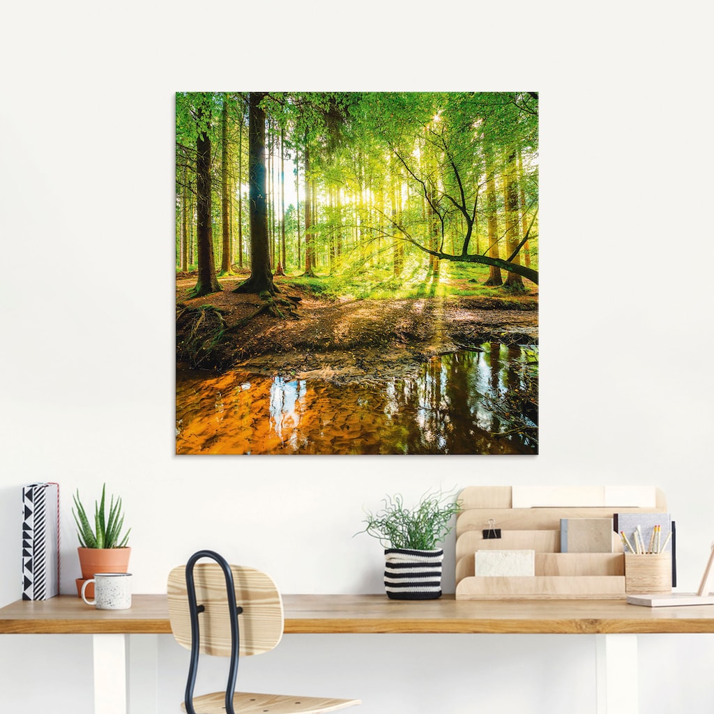 Artland Glasbild »Wald mit Bach«, Wald, (1 St.)