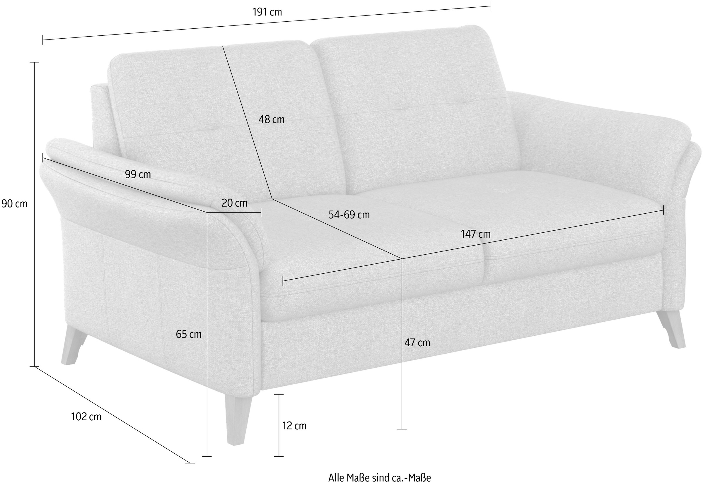 sit&more 3-Sitzer »Göteborg«, inklusive Sitztiefenverstellung und Federkern