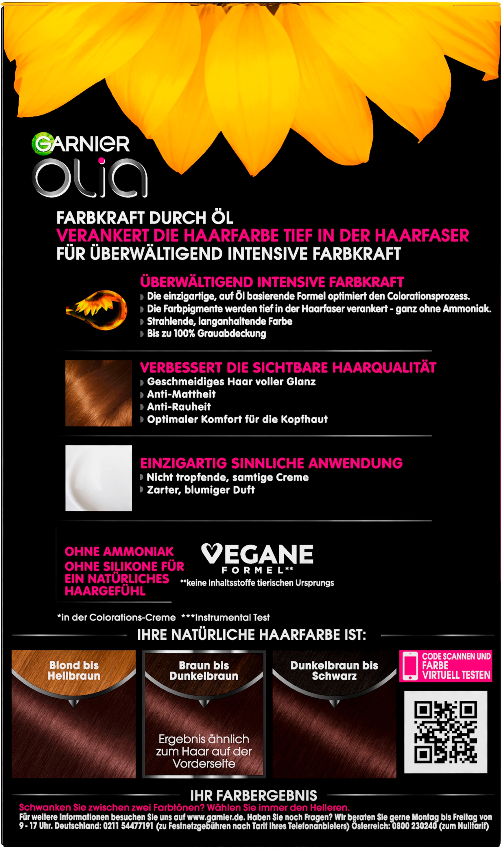 GARNIER Coloration »Garnier Olia dauerhafte Haarfarbe«, (Set, 3 tlg.), mit pflegender Formel