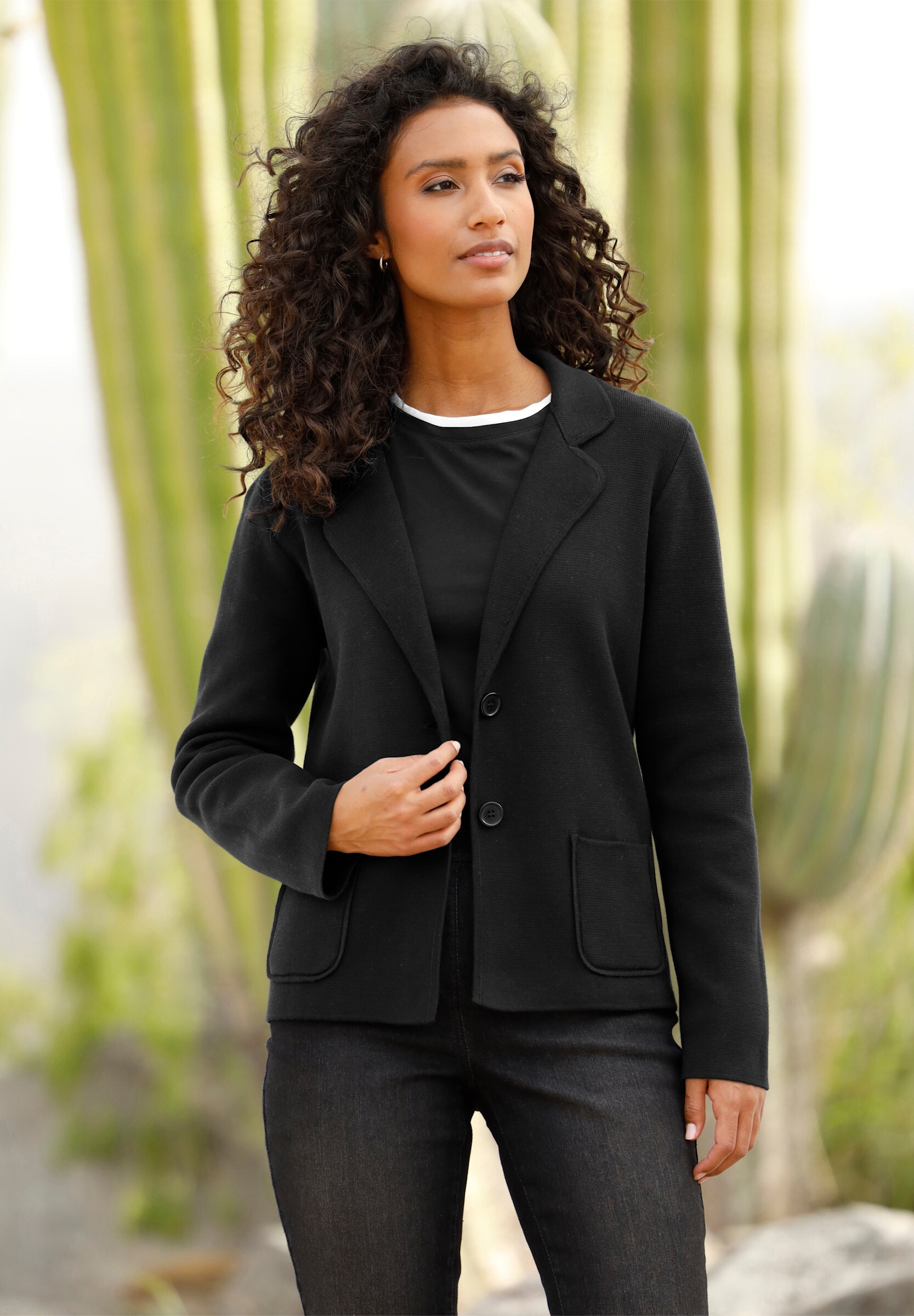 heine Blusenblazer »Strickblazer Strickblazer mit Taschen«