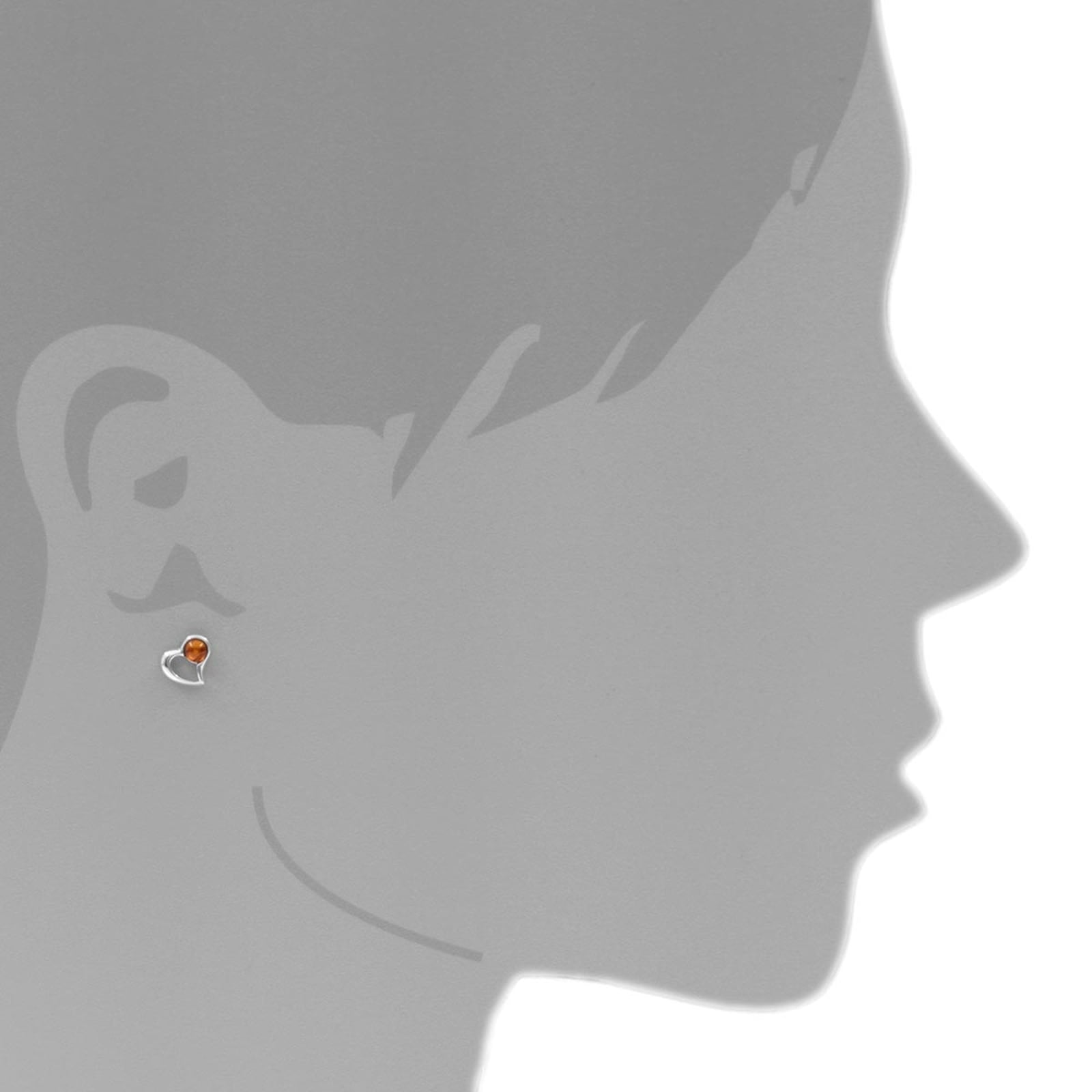 OSTSEE-SCHMUCK Paar Ohrstecker »- Herz - Silber 925/000 - Bernstein«