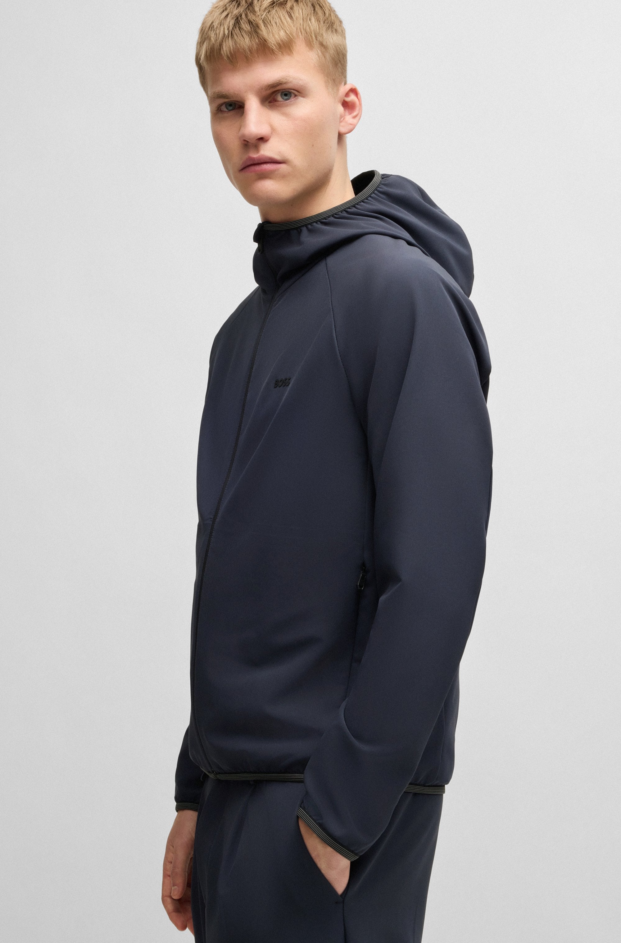 BOSS GREEN Funktionsjacke »L_Commuter«, mit Kapuze, mit gummiertem Markenlabel