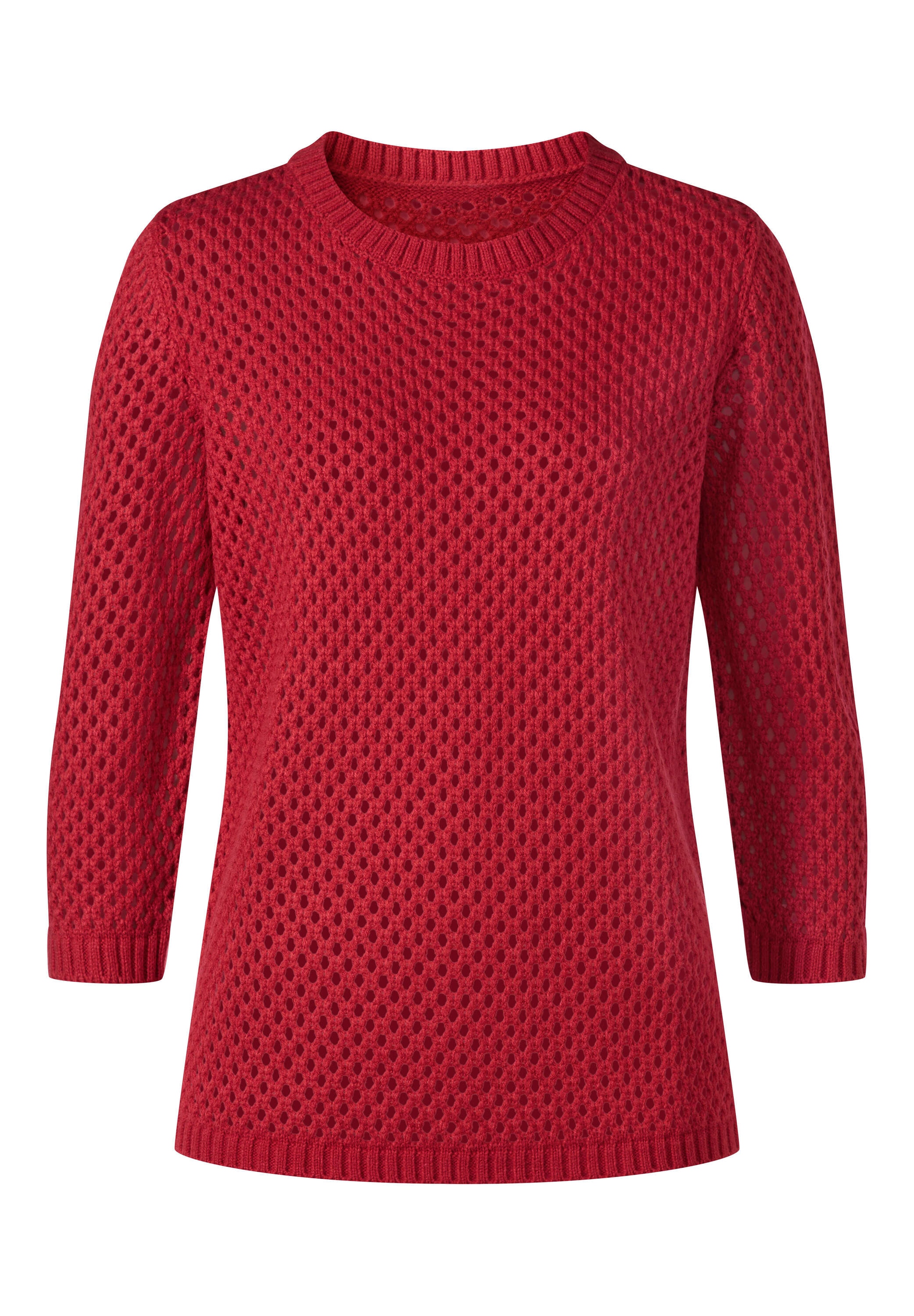 Sieh an! Longpullover »Ajour-Pullover Ajourpullover mit gerippten Bündchen«
