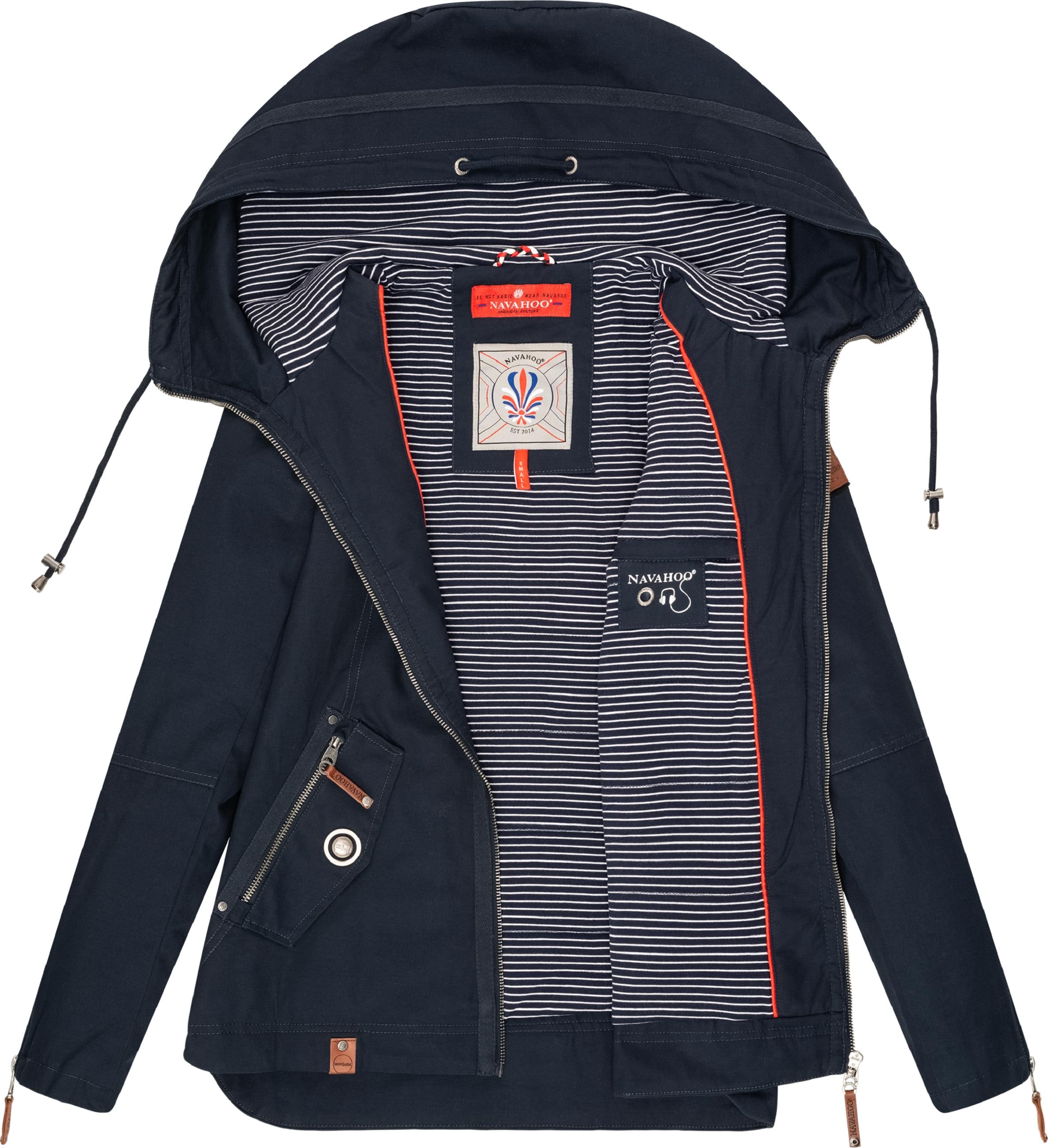 Navahoo Outdoorjacke »Übergangsjacke Wekoo«, mit Kapuze, moderner Damen Übergangsparka aus Baumwolle mit Kapuze
