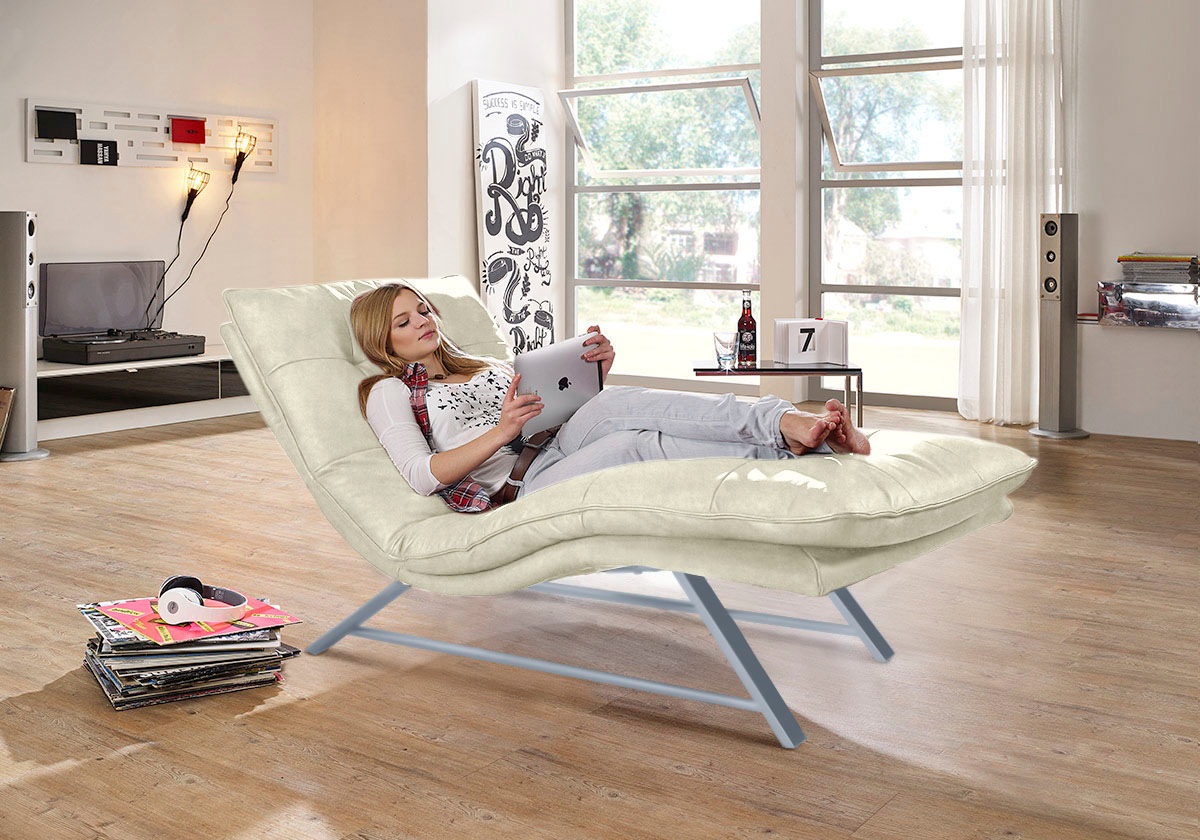 W.SCHILLIG Relaxliege »daily dreams« in Waffelkissen-Optik, wahlweise mit Motor, Kufengestell, in 2 Breiten