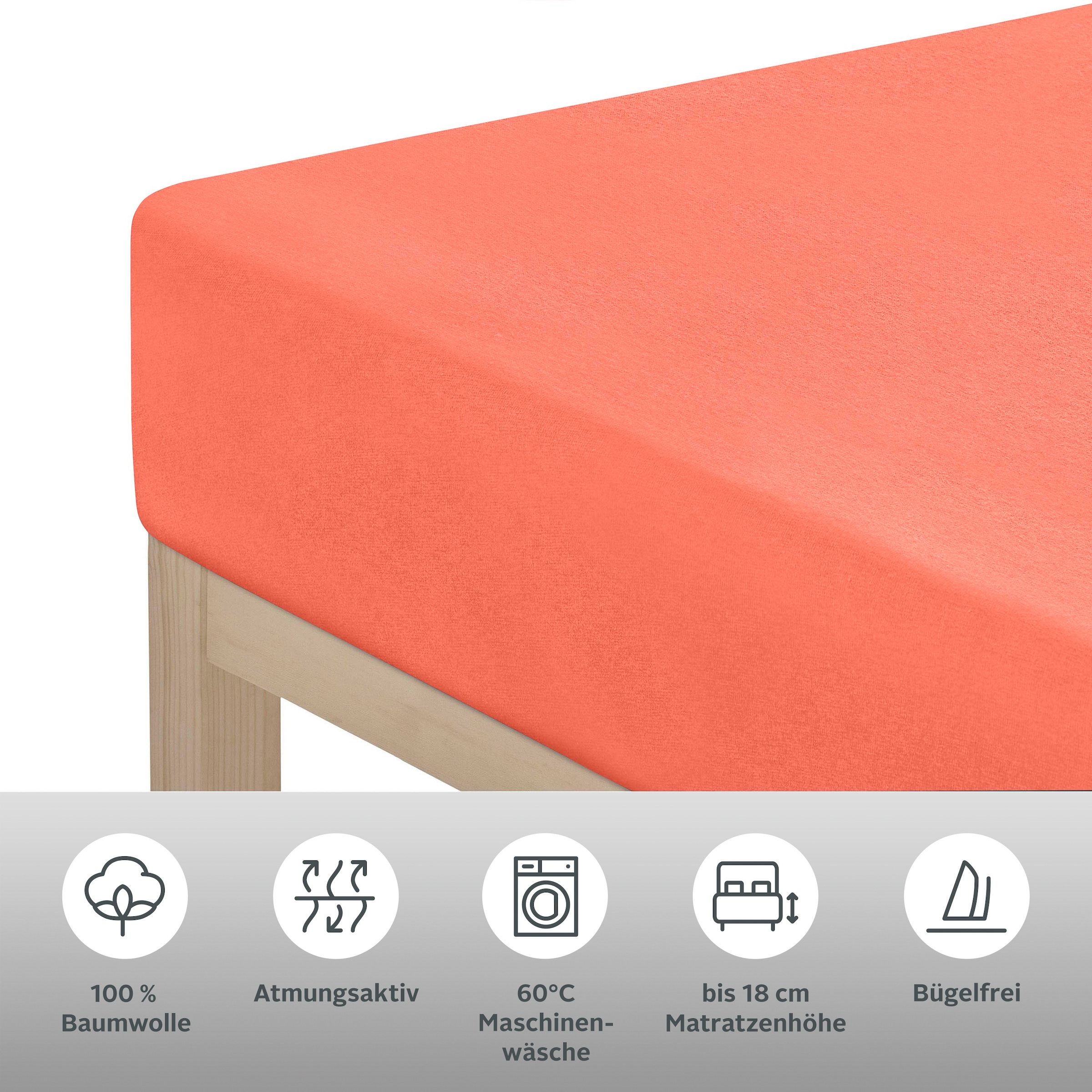 OTTO home Spannbettlaken »PHYSALIS in BASIC und PREMIUM Qualität, 100% Baumwolle« für Matratzen bis 18 cm Höhe, Bettlaken, Spannbetttuch, pflegeleicht