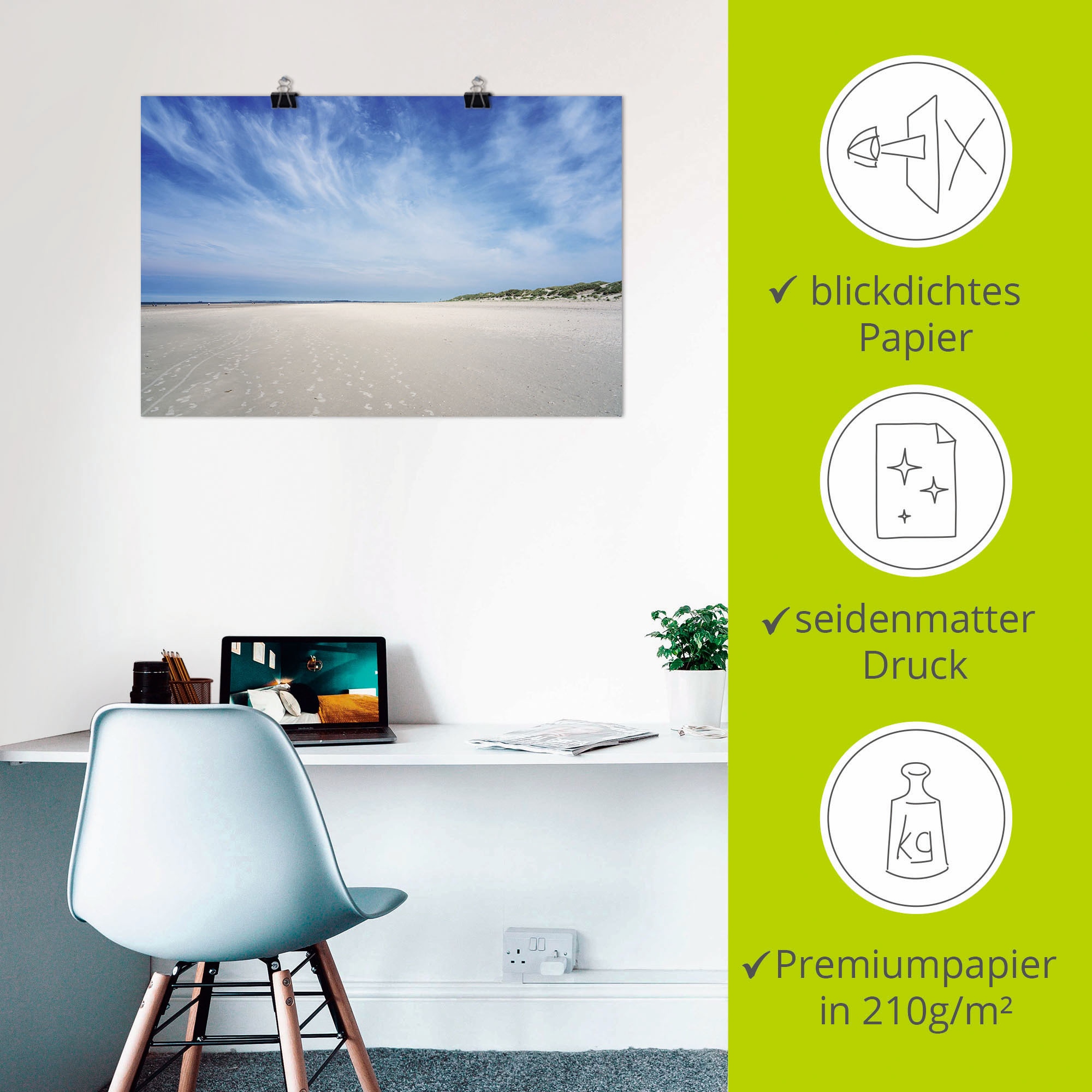 Artland Wandbild »Weiter Strand auf Baltrum«, Strandbilder, (1 St.), als Alubild, Leinwandbild, Wandaufkleber oder Poster in versch. Größen