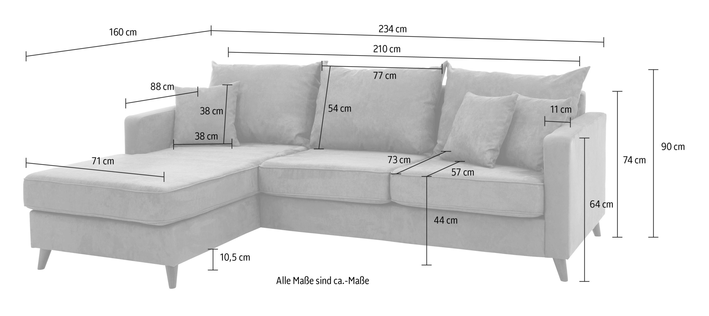 Guido Maria Kretschmer Home&Living Ecksofa »Renesse L-Form«, lose Kissen, Keder an Sitzkissen