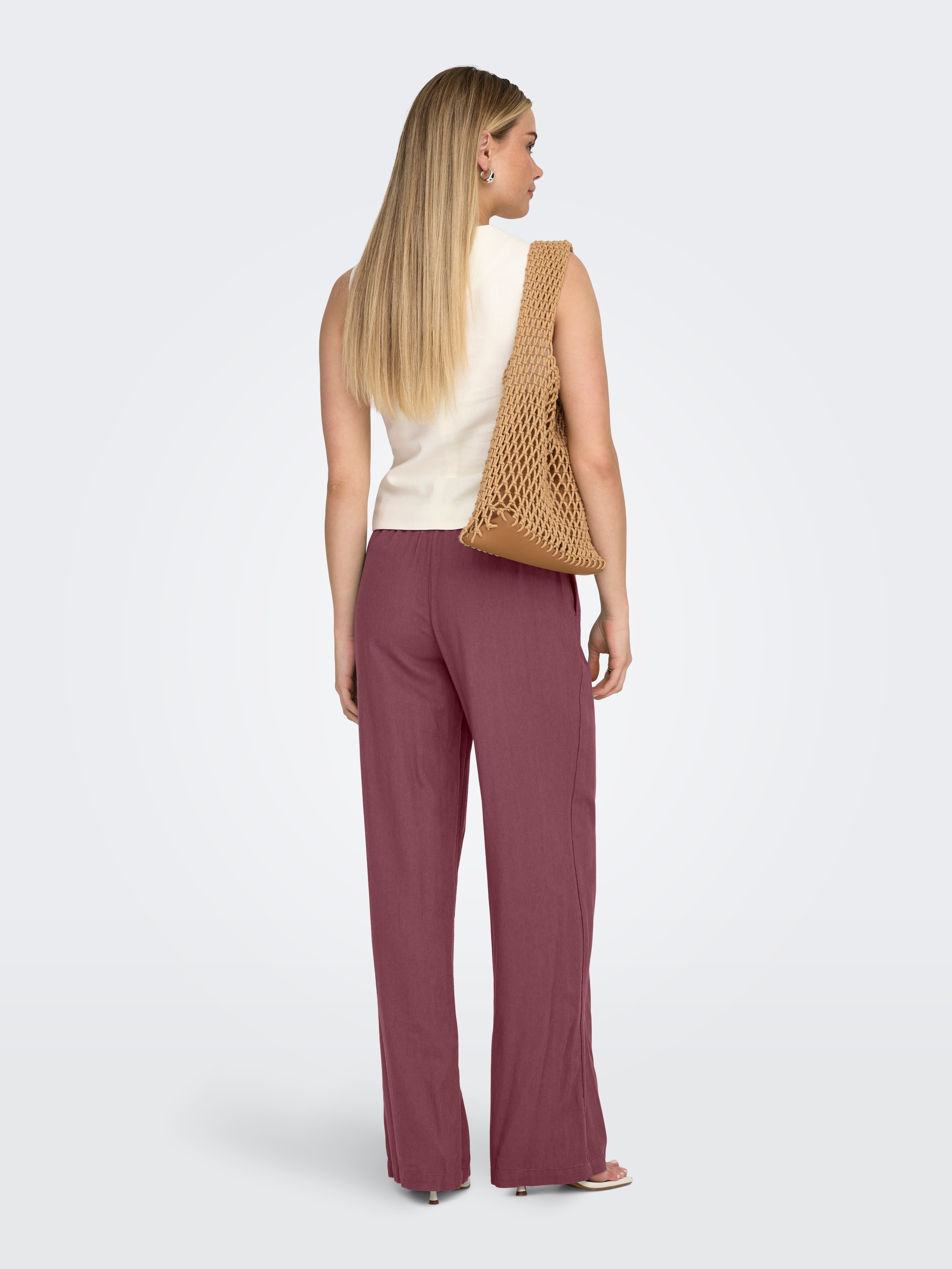 ONLY Schlupfhose »ONLGOA MW LINEN BL PULL-UP PANT CC PNT«  mit Leinen
