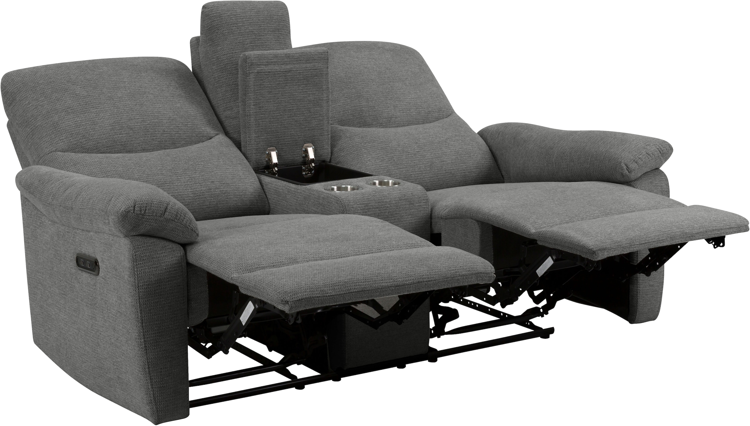 Home affaire 2-Sitzer »ODILON, 2er-Kinosofa, TV-Sessel, Mulitmedia-Sofa, Struktur, USB A/C,«, Relaxfunktion manuell u. elektrisch, Getränkehalter, Staufach