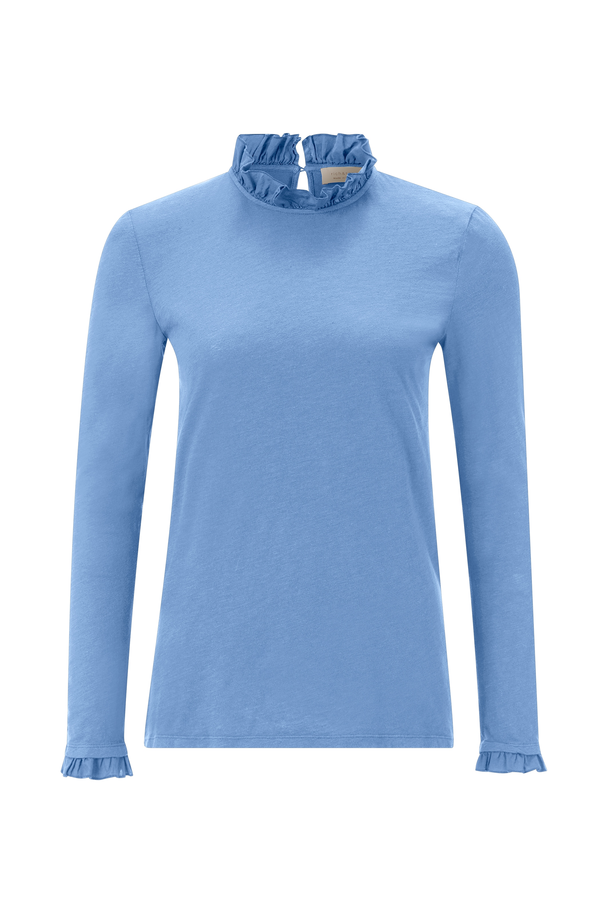 RICHROYAL Langarmshirt »2409 O Slub F LS«, mit Rüschenkante an Ausschnitt und Ärmelsaum