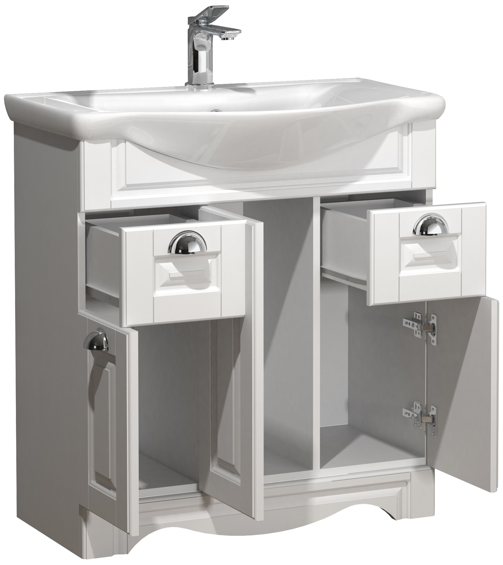 VCM Waschbeckenunterschrank »VCM 2-tlg. Waschplatz Waschtisch Breite 75 cm Badmöbel Set Waschbecken Landhaus Schubladen Casalo XL«, (2 St.)