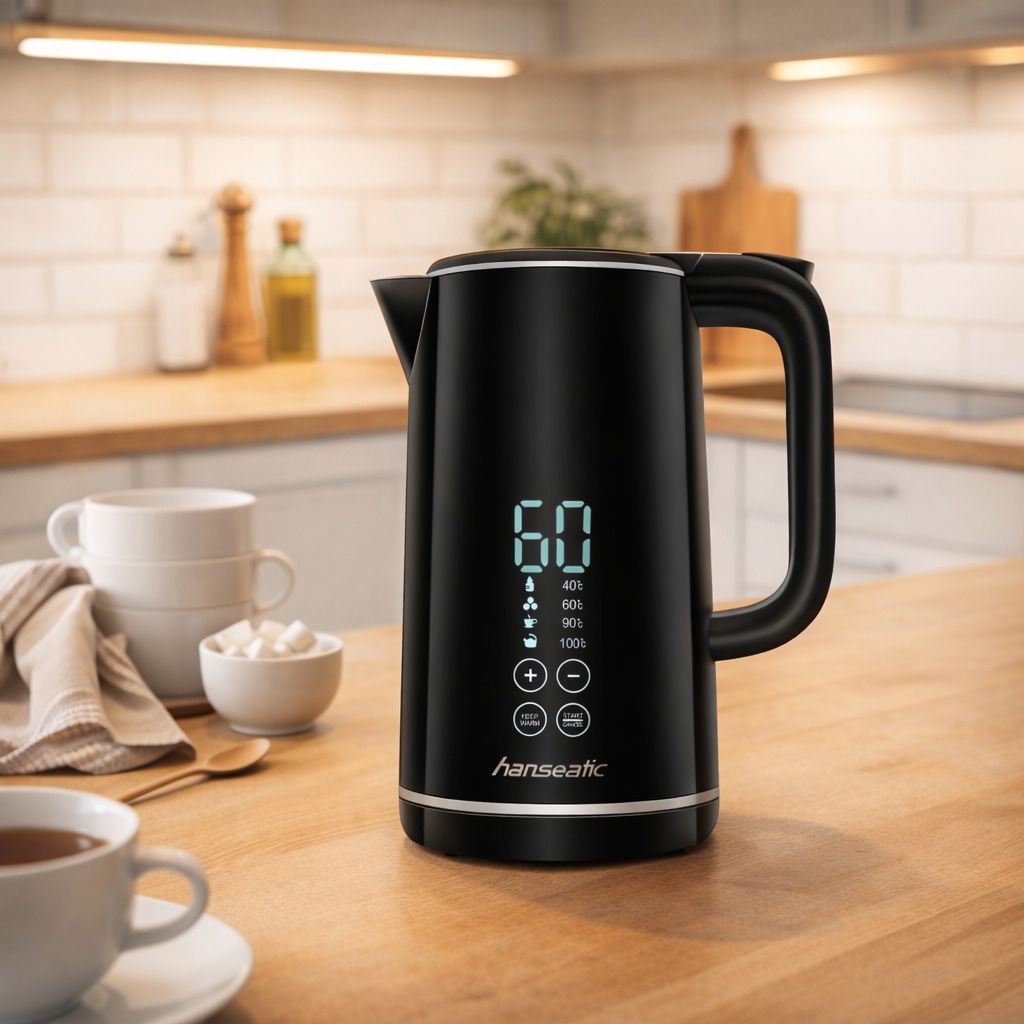 Hanseatic Wasserkocher »HWK172200DBD, mit Temperaturvorwahl« 1,7 l 2200 W Warmhaltefunktion, extra großes Display