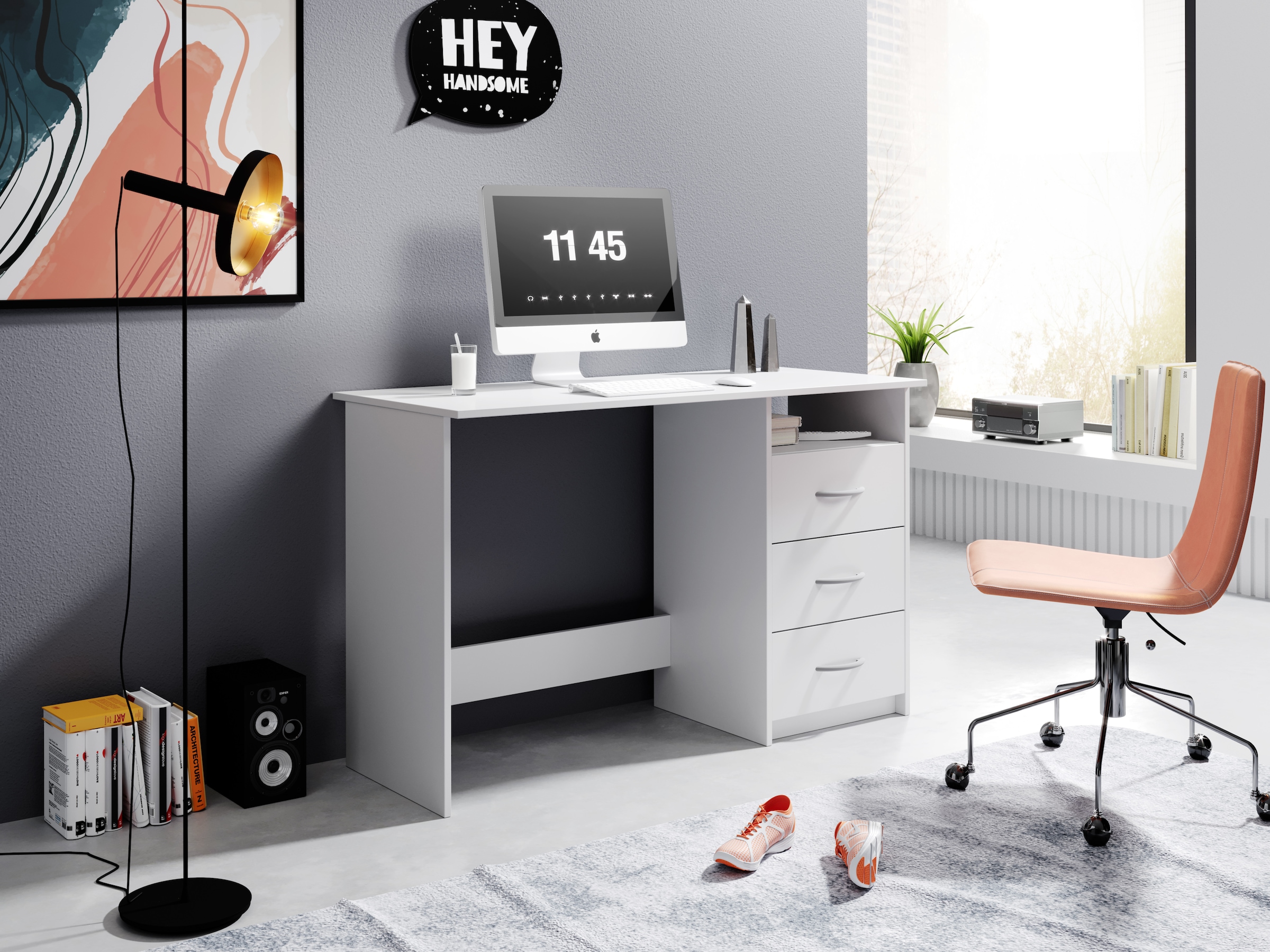 BEGA OFFICE Schreibtisch »Adria, Computertisch,« Schubkästen rechts oder links montierbar, Breite 123 cm