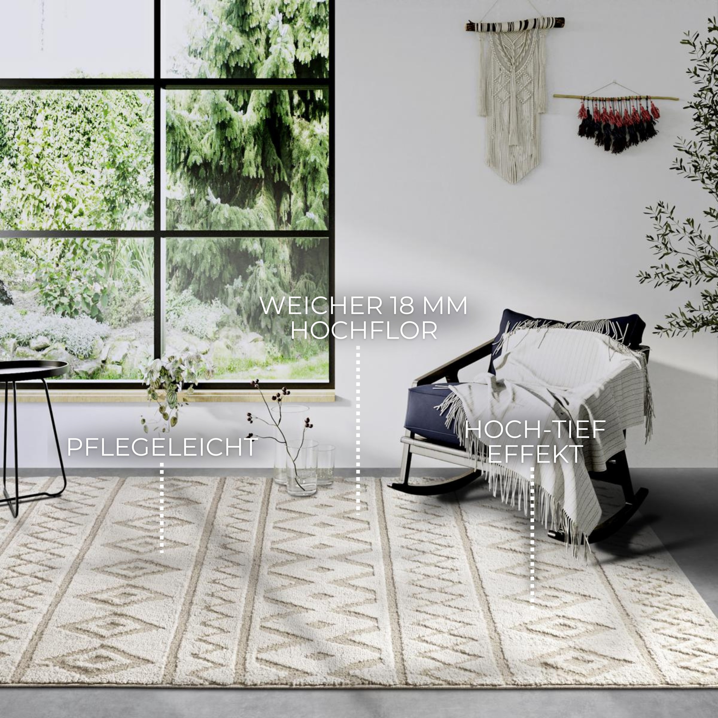 ELLE DECORATION Designteppich »Itinerance«, rechteckig, 18 mm Höhe, Hochflor, Shaggy, Läufer, weich, Langflor, modern, Hoch Tief Effekt