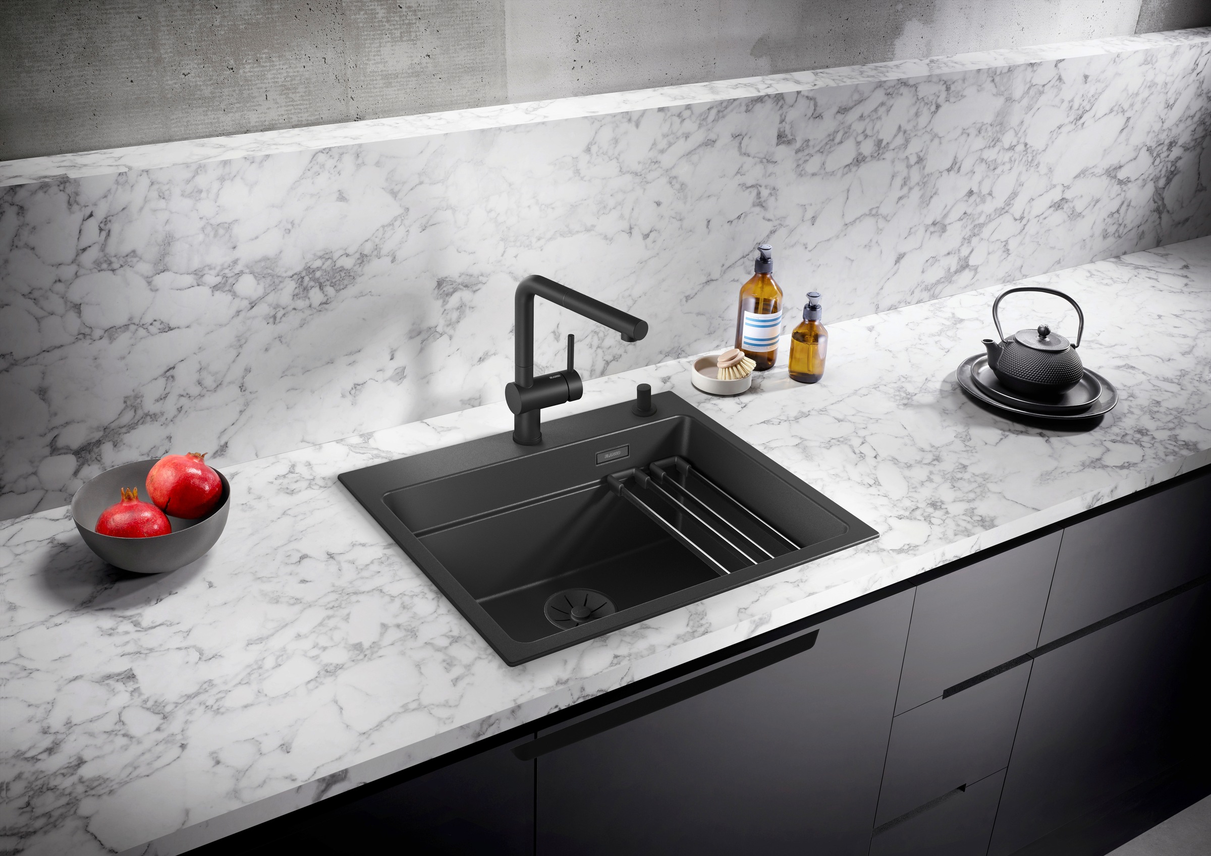 Blanco Granitspüle »ETAGON 6 Black Edition«, inklusive 2 Gratis ETAGON-Schienen aus Edelstahl