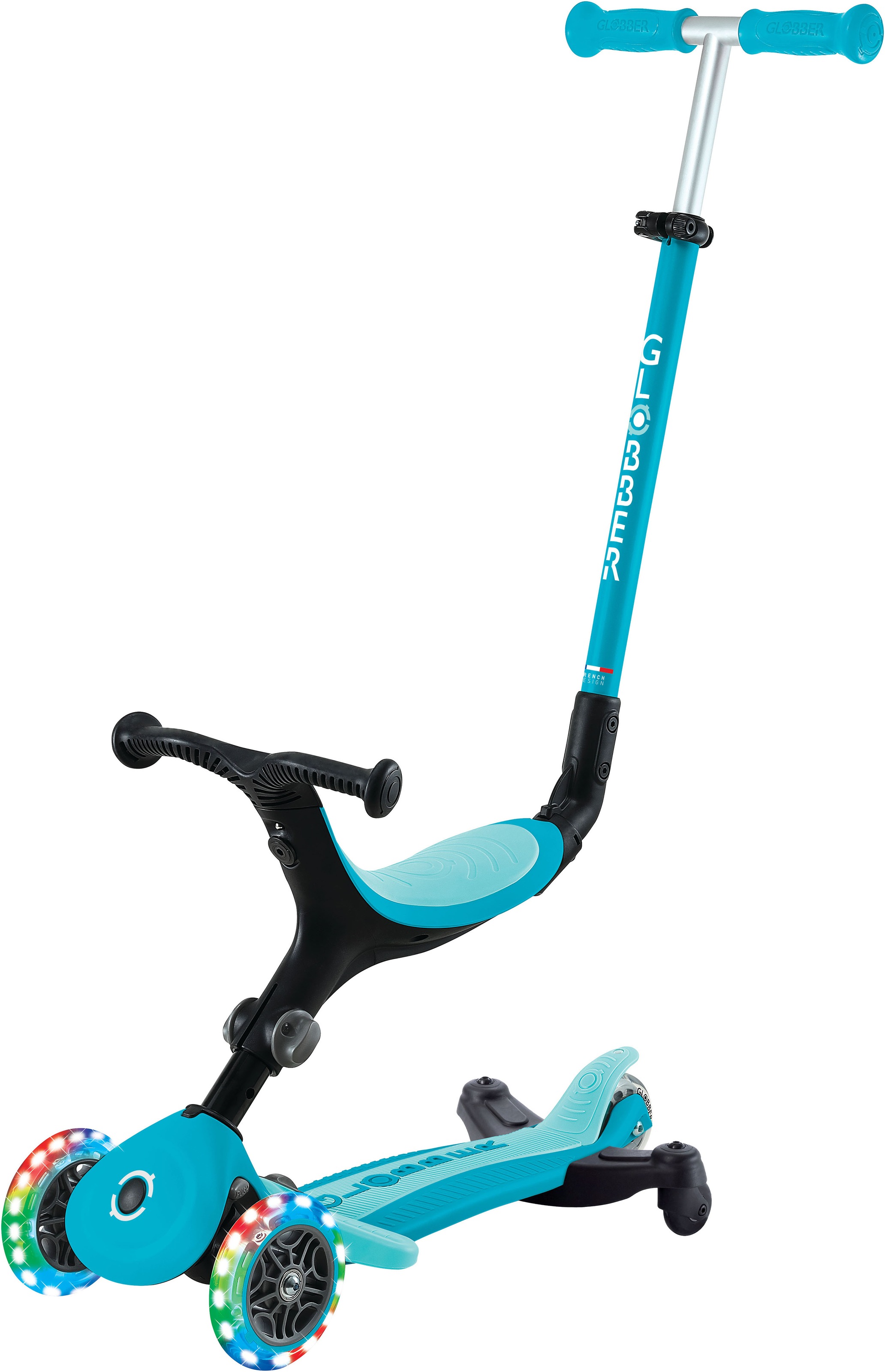 Globber Tretroller »GO-UP ACTIVE LIGHTS 360, mit Leuchtrollen« Aufsitzrad, Laufrad und Scooter