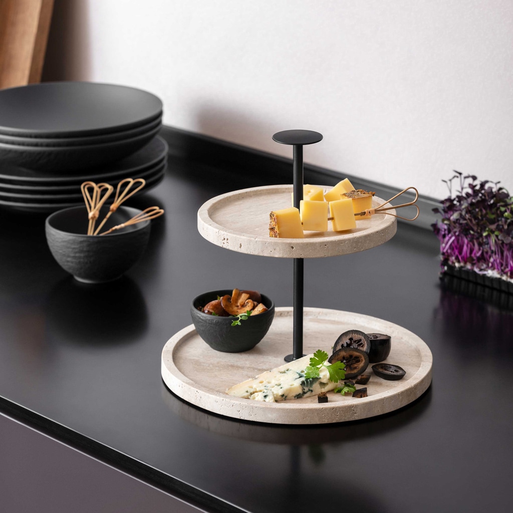 Villeroy & Boch Servierplatte »Etagere Manufacture Travertine ø 24,5 cm beige«