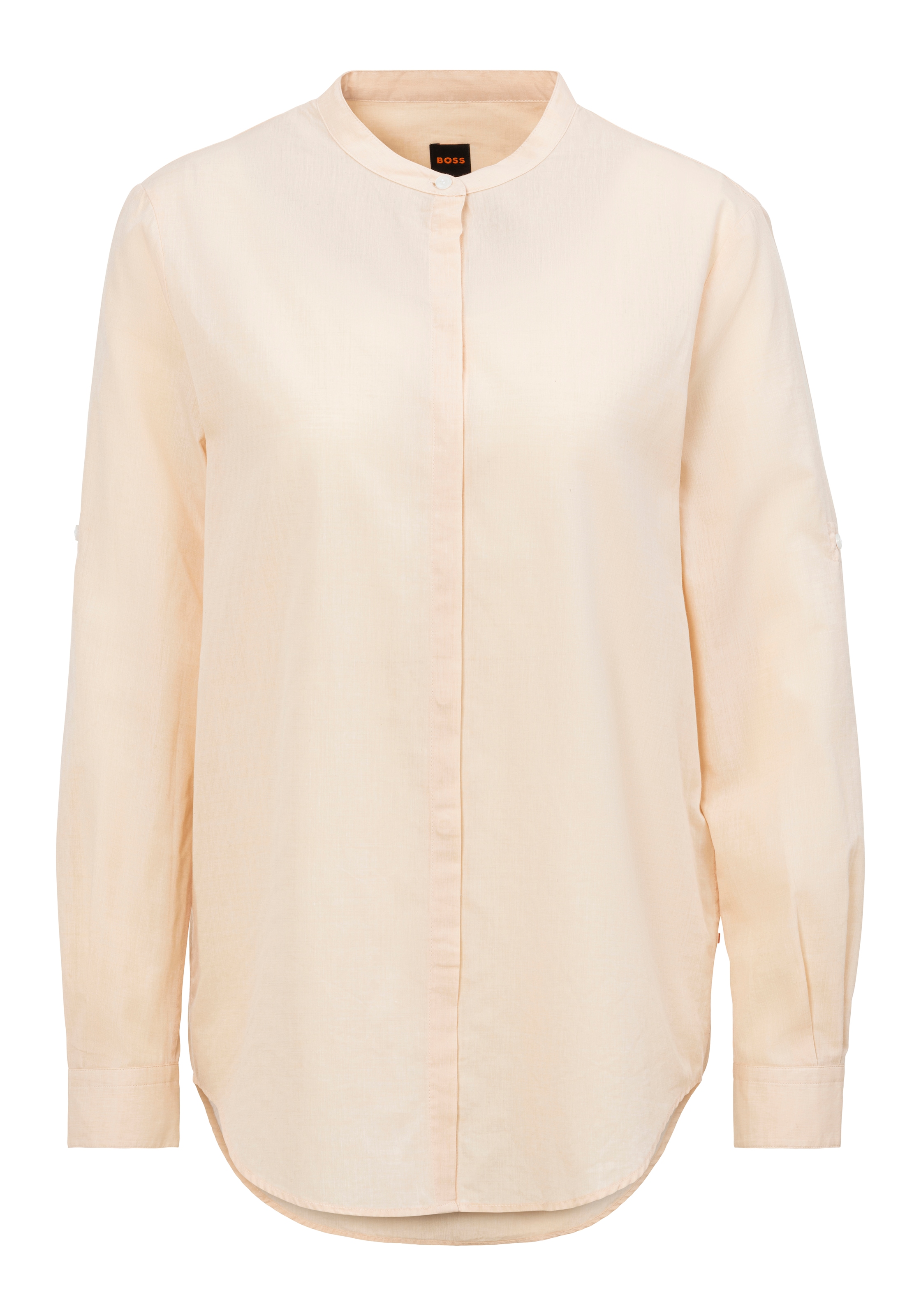 BOSS ORANGE Klassische Bluse »Befelize Premium Damenmode«, Chambray Qualität, Stehkragen