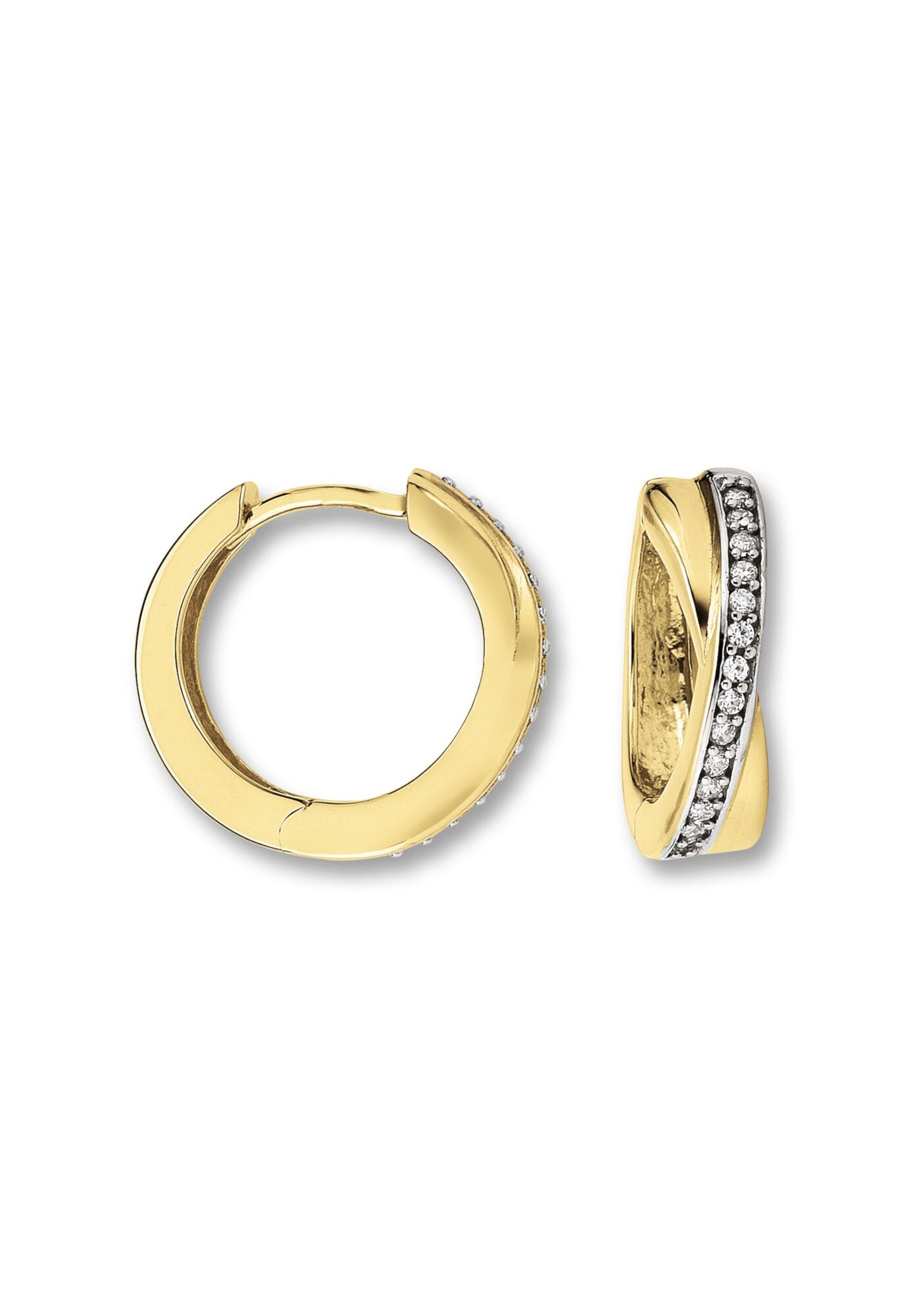 ONE ELEMENT Paar Creolen »Zirkonia Ohrringe   Creolen aus 333 Gelbgold«