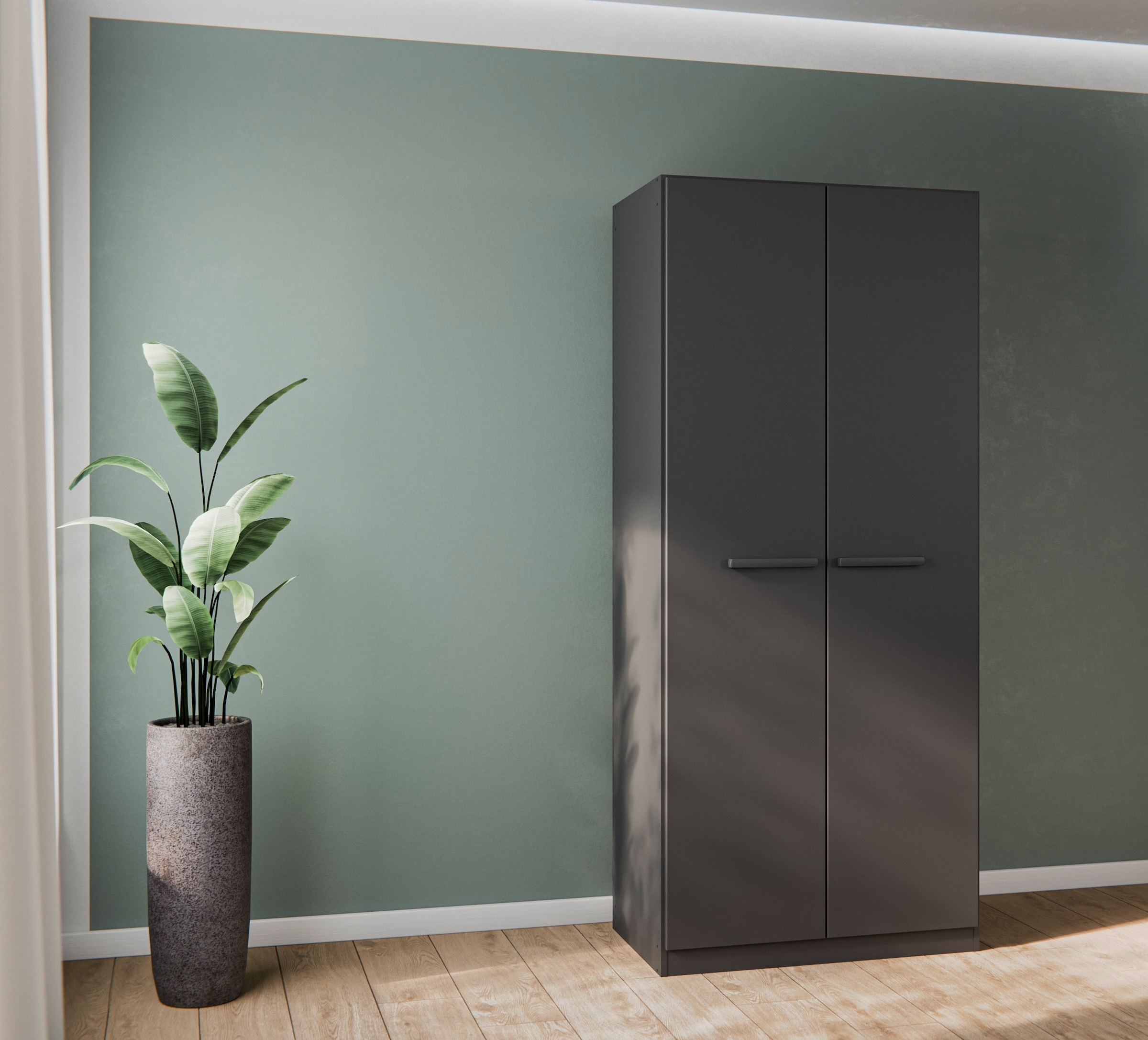 rauch Drehtürenschrank »Kleiderschrank Schrank Garderobe Garderobenschrank Stauraumwunder MODI«, optional mit Spiegel MADE IN GERMANY