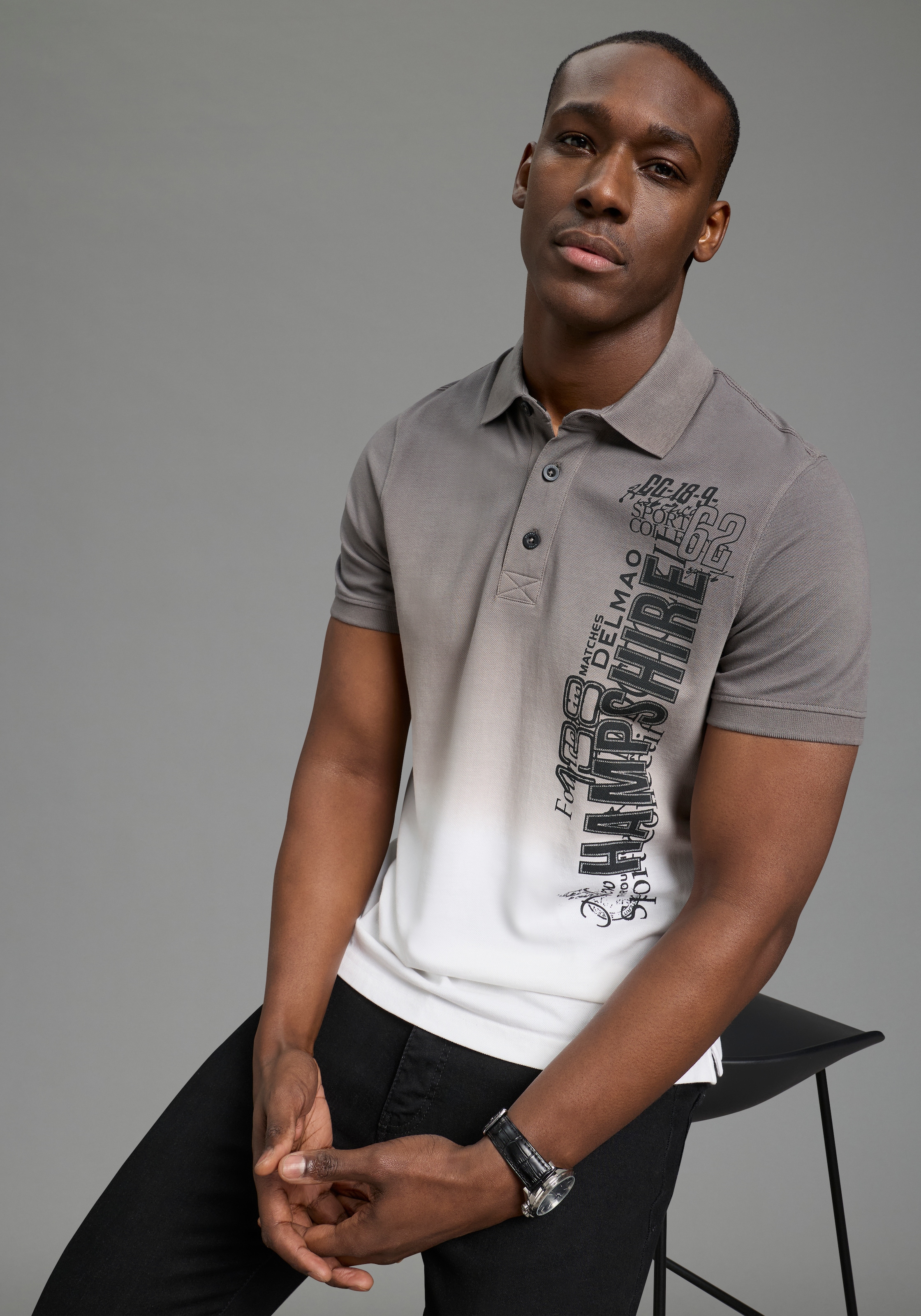 DELMAO Poloshirt kurzärmelig,  lässiges Batikmuster,  Polokragen