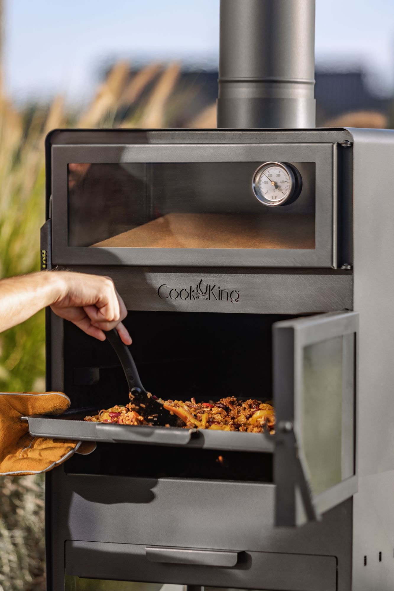 CookKing Grillkamin »Terrassenofen Vento Plus« inkl. Pizzaofen, Stahl, 50x50x150 cm
