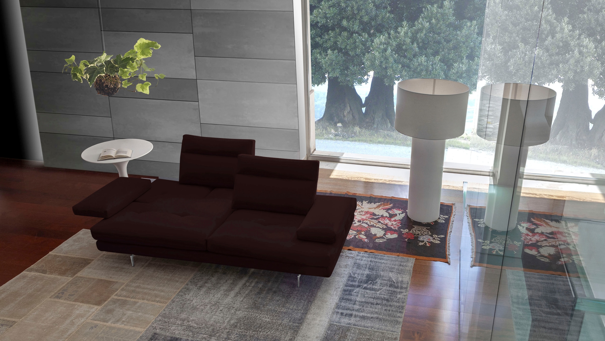 CALIA ITALIA 3-Sitzer »Toby Wing, Designsofa mit hohem Sitzkomfort, bequem und elegant«, inklusive Sitztiefenverstellung, Füße in Chrom glänzend