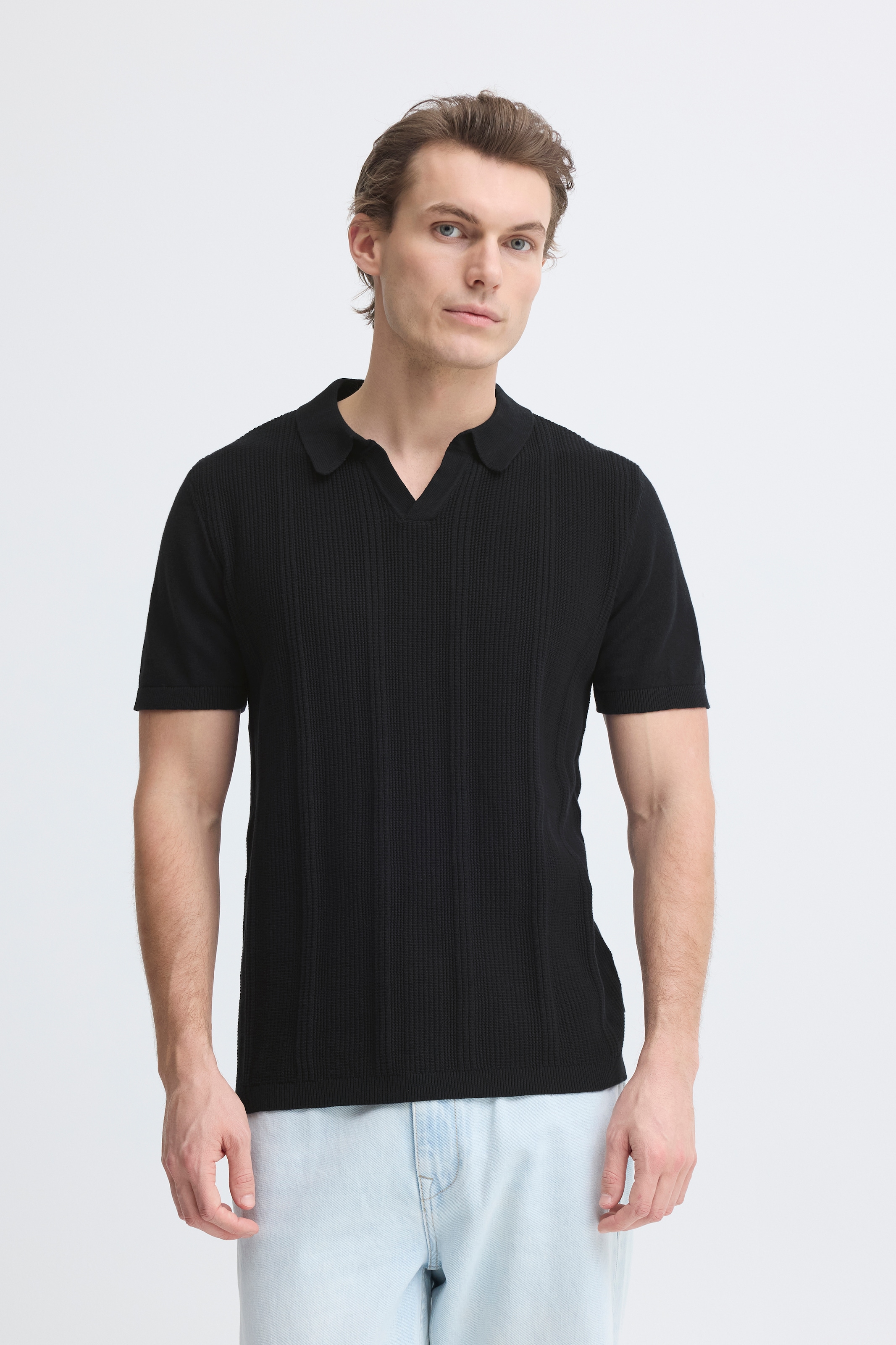 Blend Polokragenpullover »BHBARON SPLIT POLO PPNOOS« aus Baumwolle, Regular Fit, unifarben, Kurzarm, mit V-Ausschnitt
