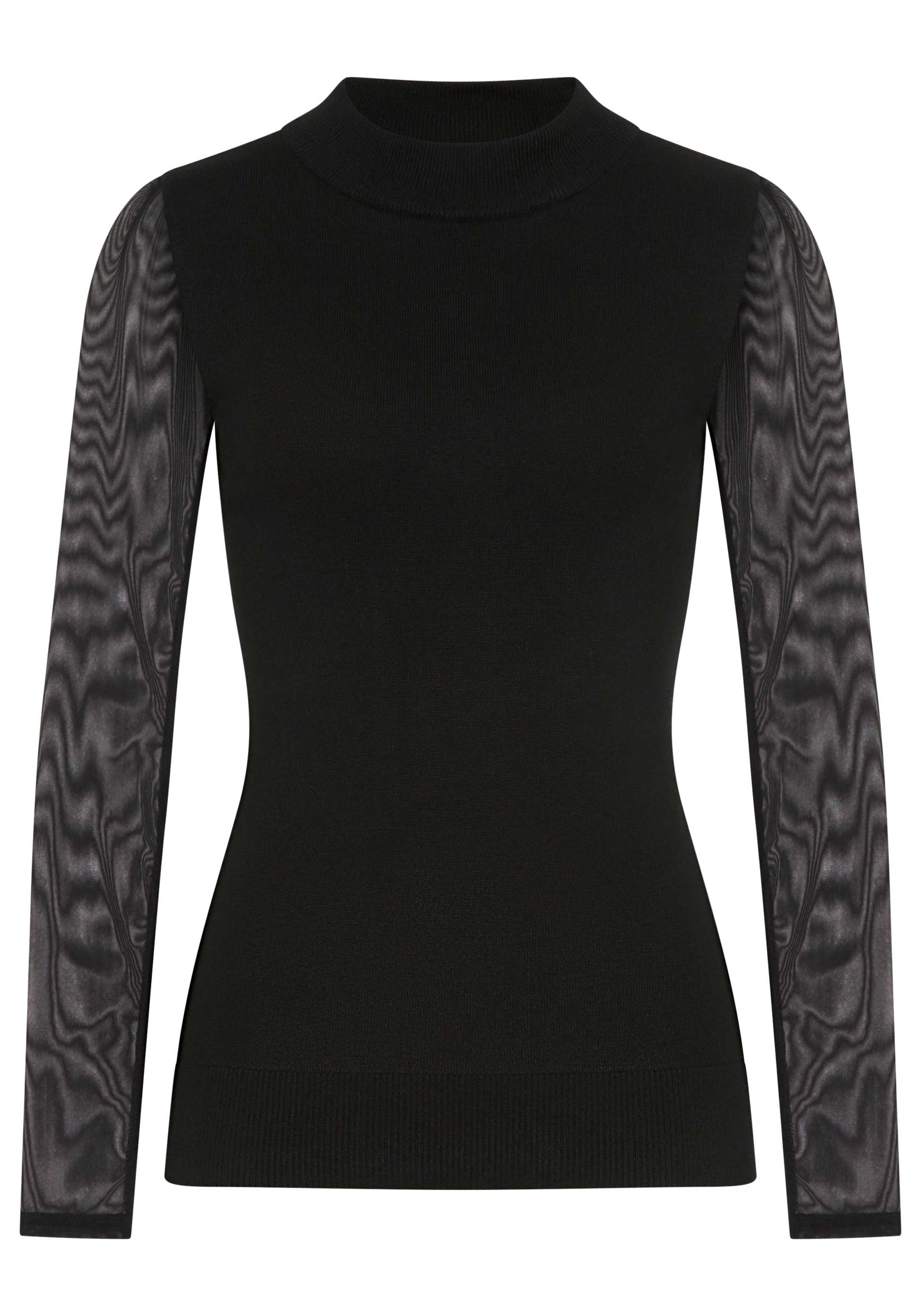 Laura Scott Stehkragenpullover Feinstrickpullover in enger Passform mit Mesh - NEUE KOLLEKTION
